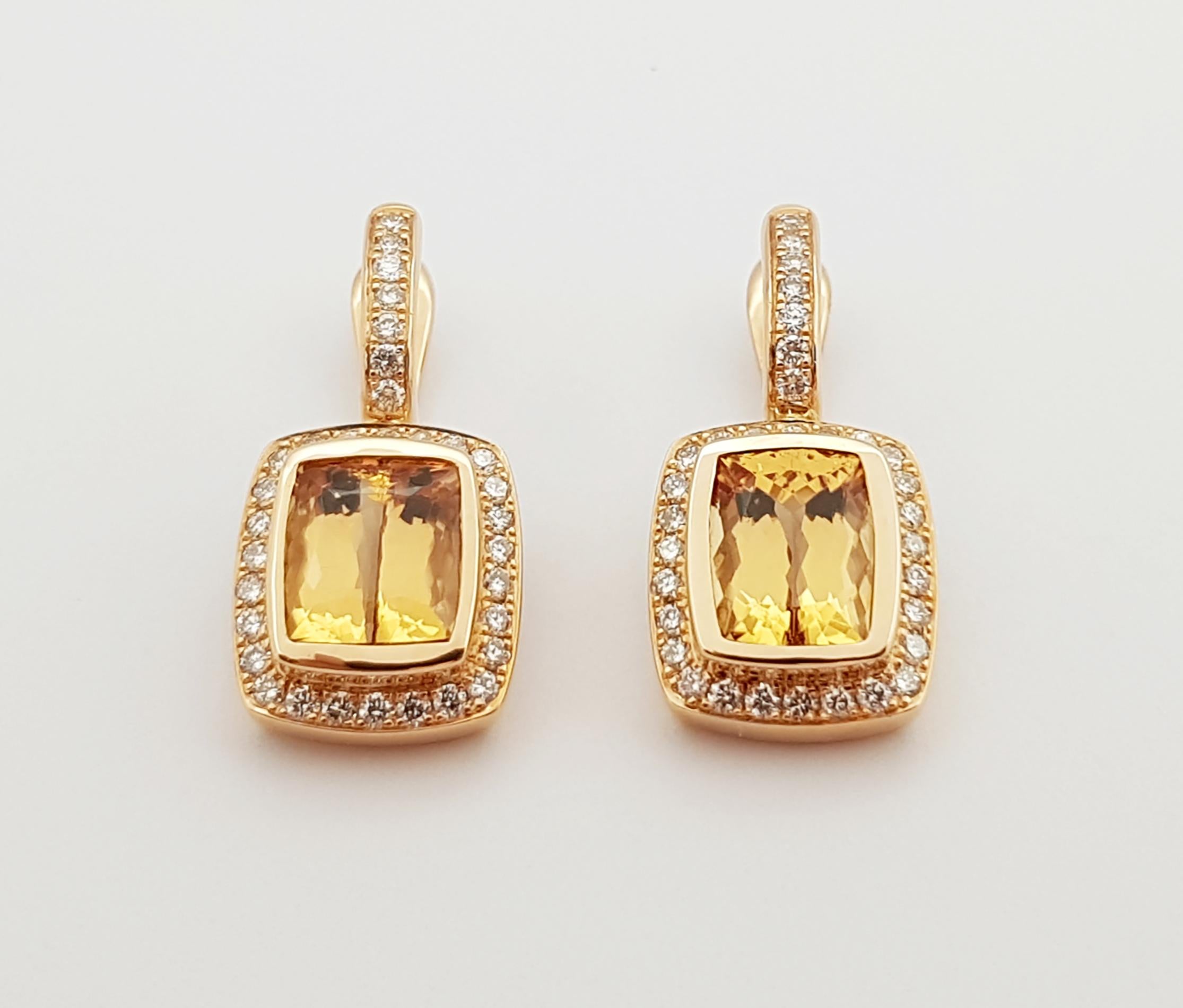 Imperial Topas mit braunen Diamant-Ohrringen in 18 Karat Roségoldfassung (Zeitgenössisch) im Angebot