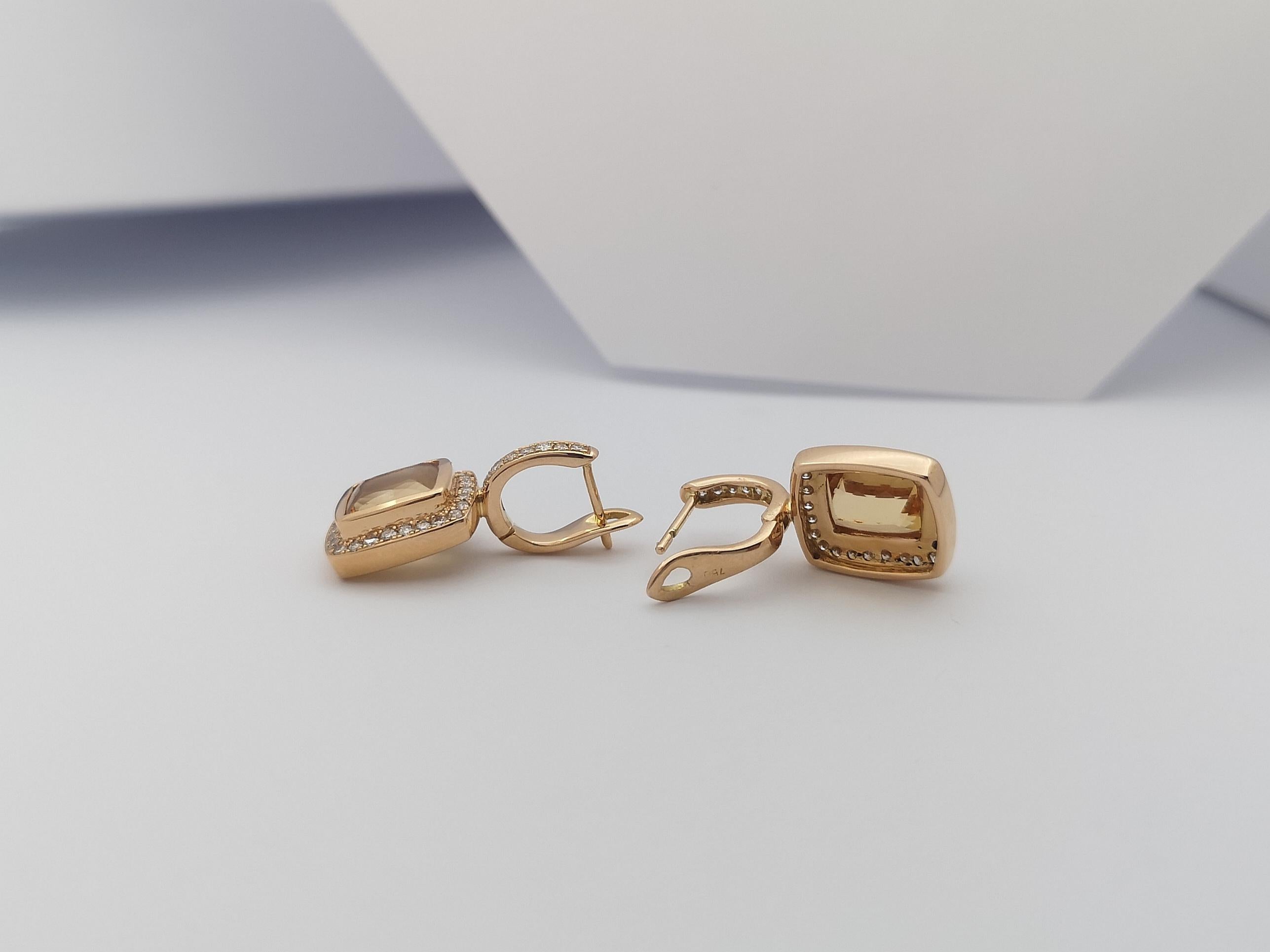 Imperial Topas mit braunen Diamant-Ohrringen in 18 Karat Roségoldfassung im Angebot 1