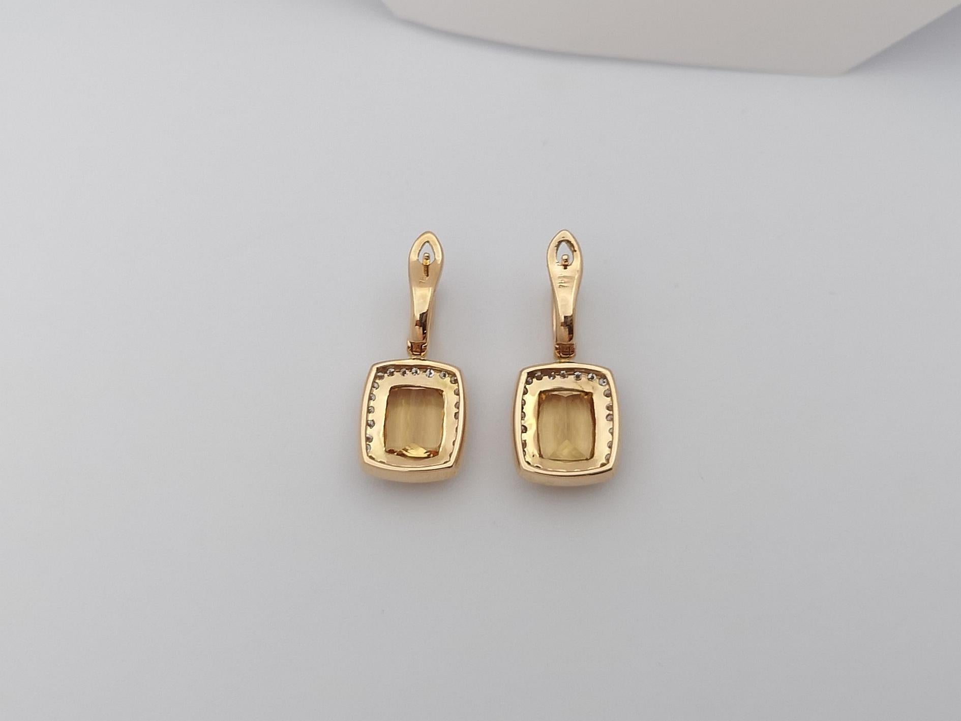 Women's Imperial Topaz with Brown Diamond Earrings Set in 18 Karat Rose Gold Settings For Sale