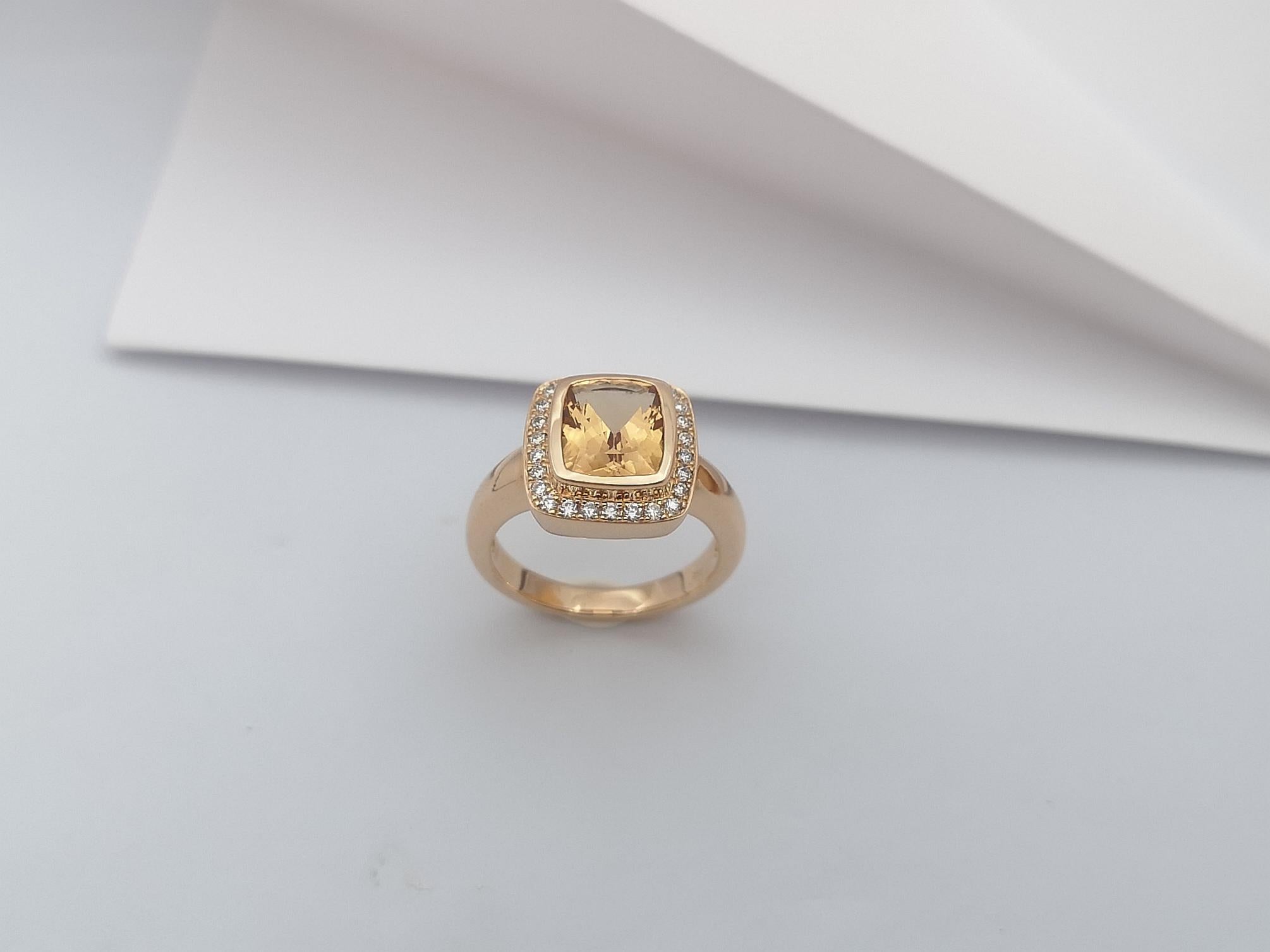 Imperial Topaz with Brown Diamond Ring Set in 18 Karat Rose Gold Settings For Sale 5