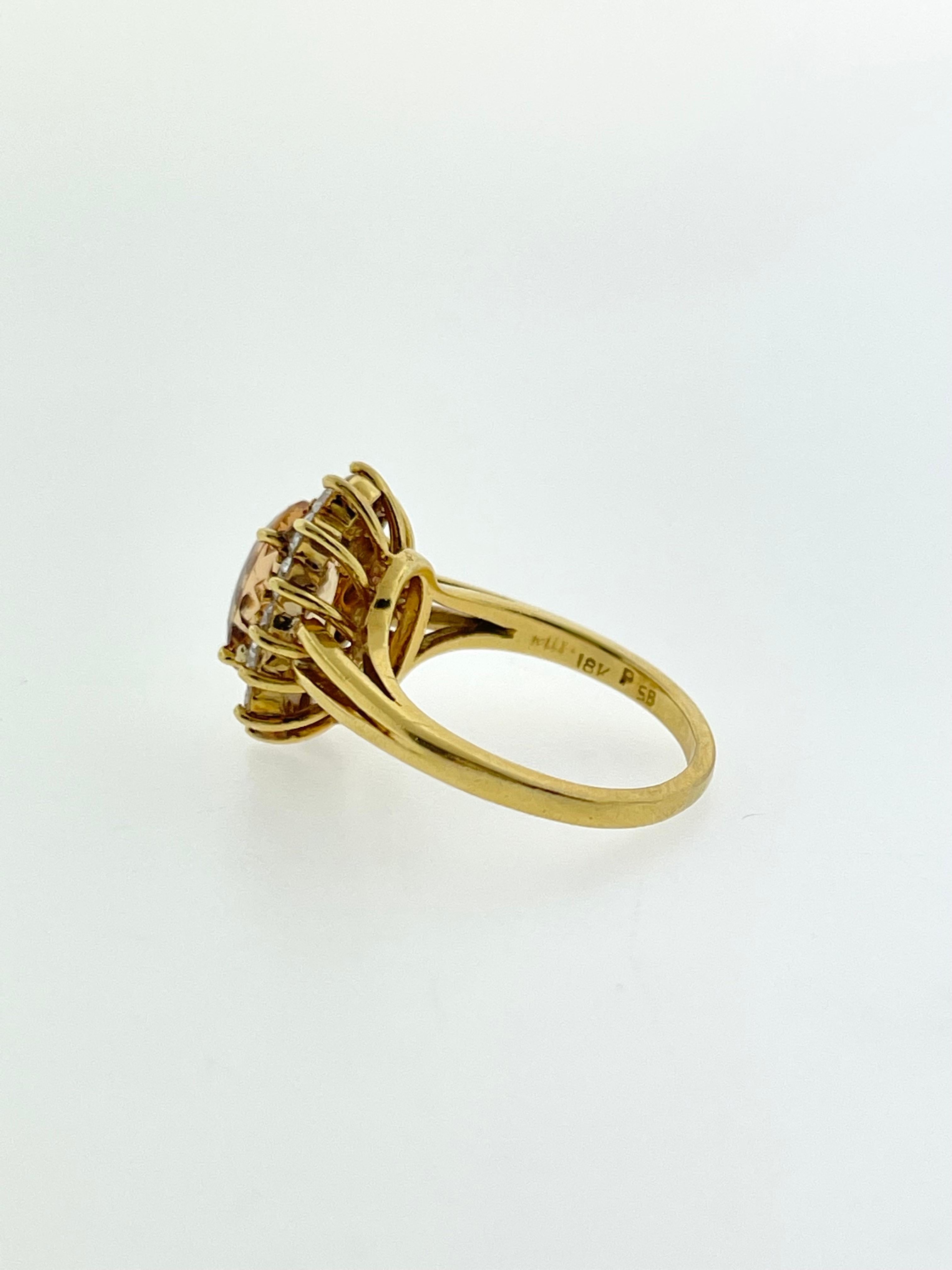 Imperial Topas mit Diamant-Halo-Ring  im Zustand „Neu“ im Angebot in Los Angeles, CA