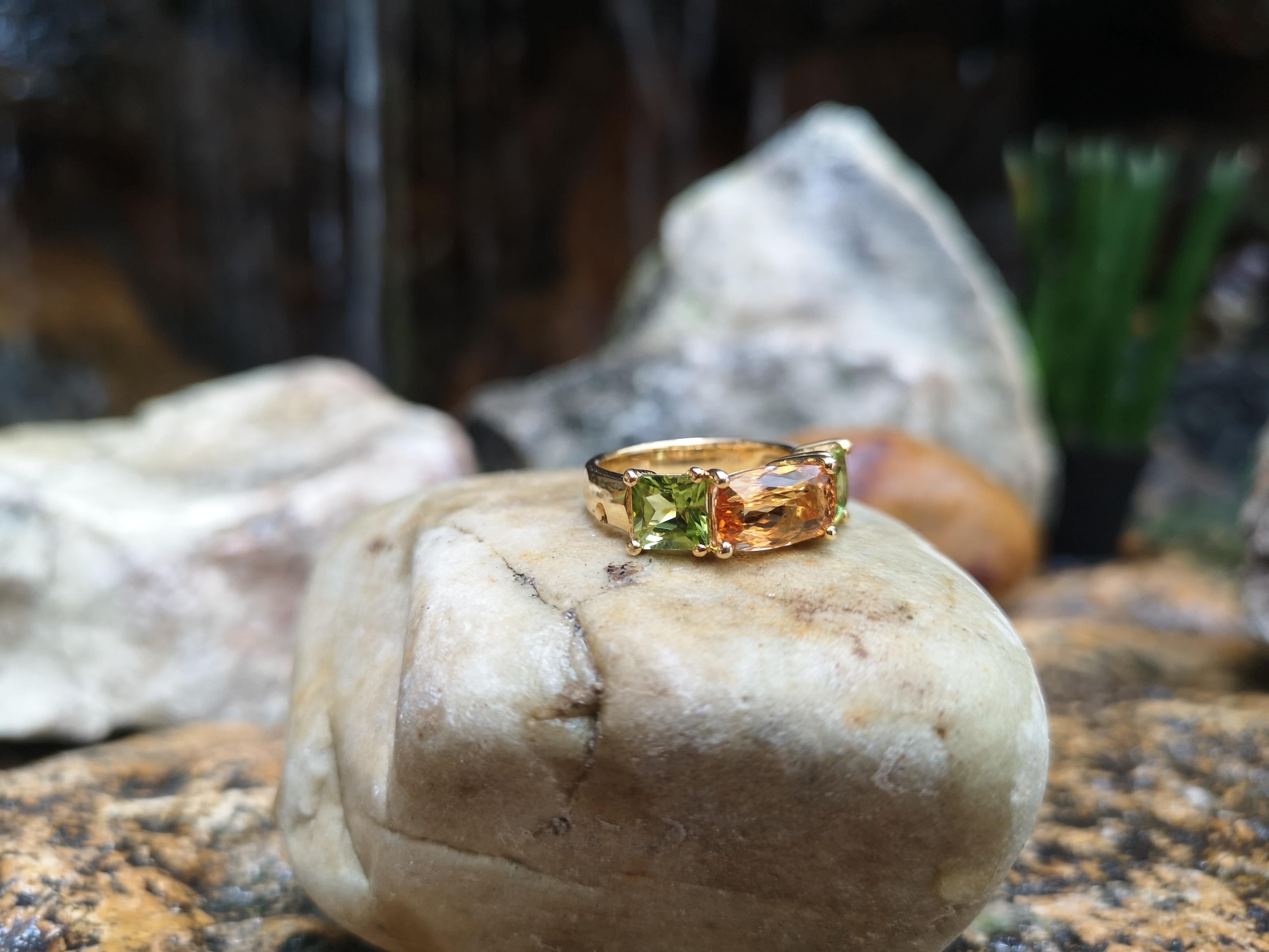  Bague en or 18 carats avec topaze impériale et péridot Pour femmes 