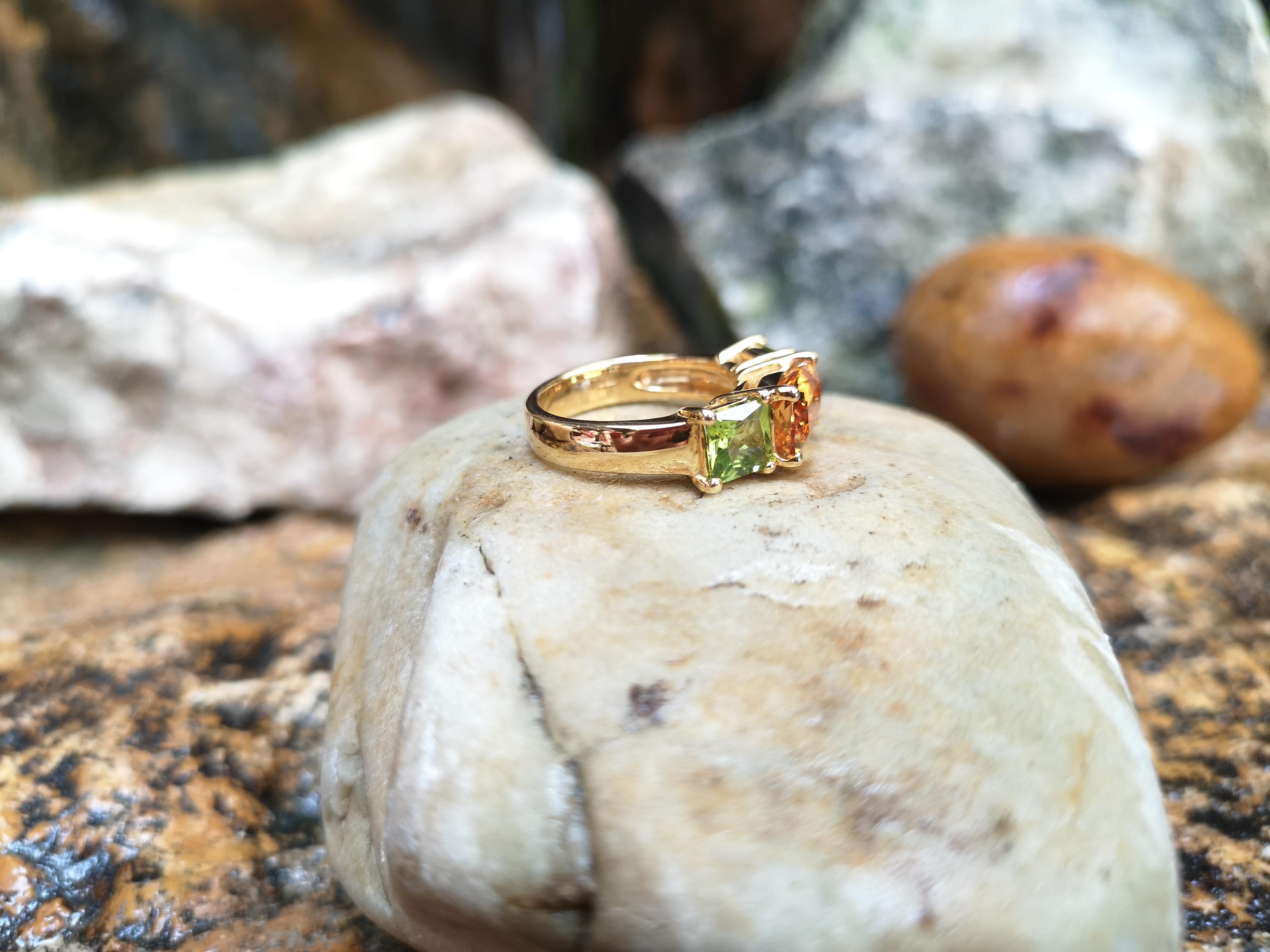 Bague en or 18 carats avec topaze impériale et péridot 1