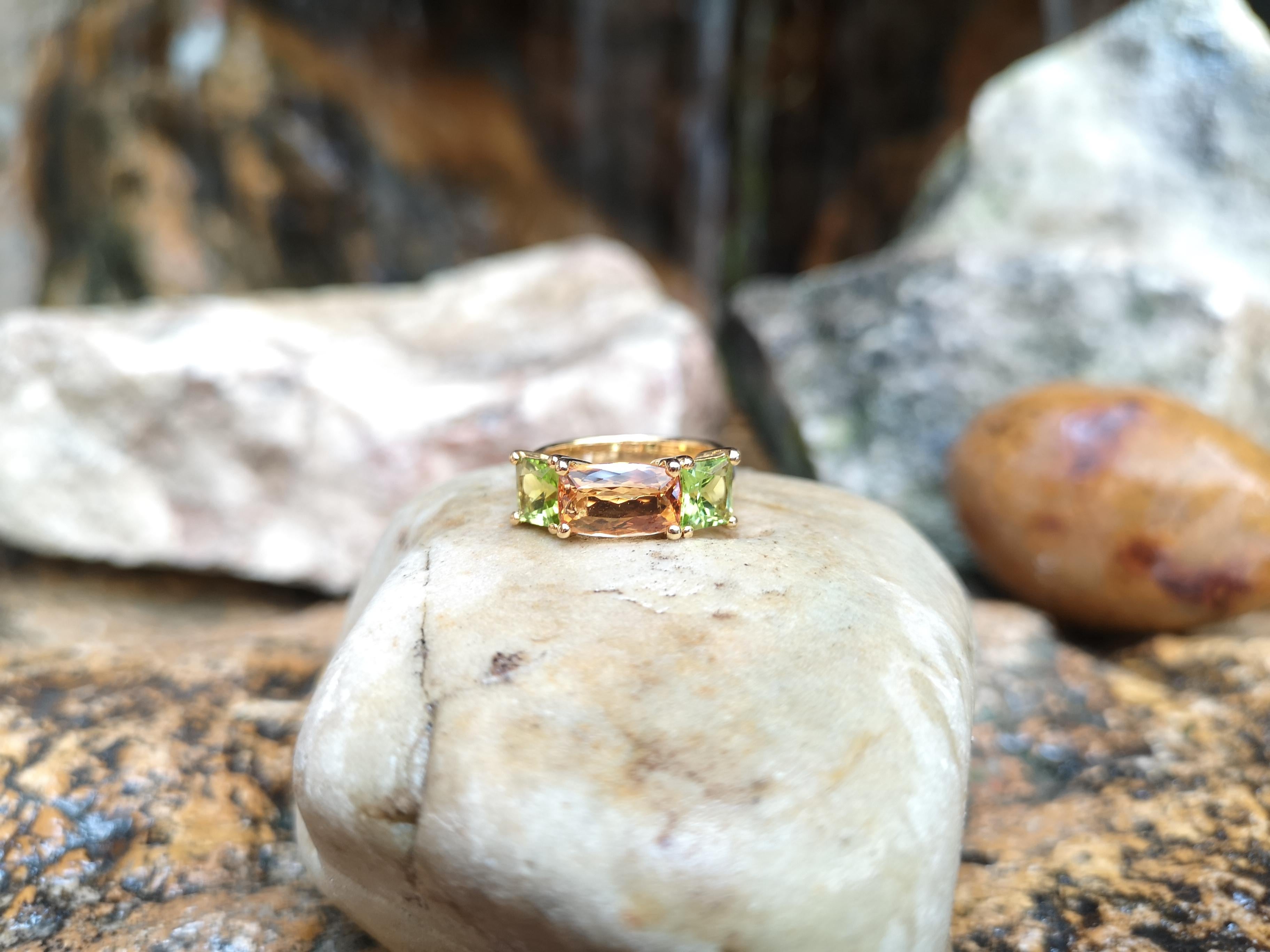 Bague en or 18 carats avec topaze impériale et péridot 2