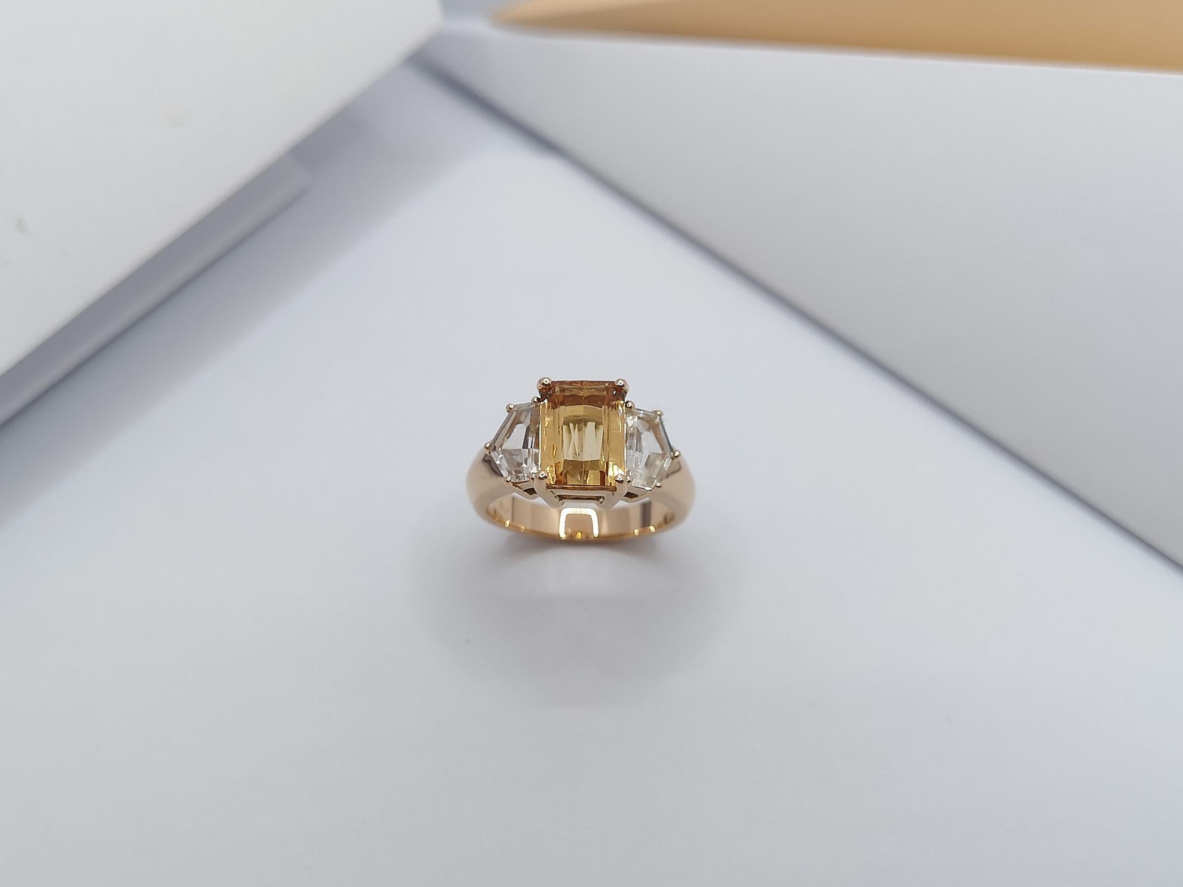 Imperial Topaz with White Sapphire Ring Set in 18 Karat Rose Gold Settings For Sale 2