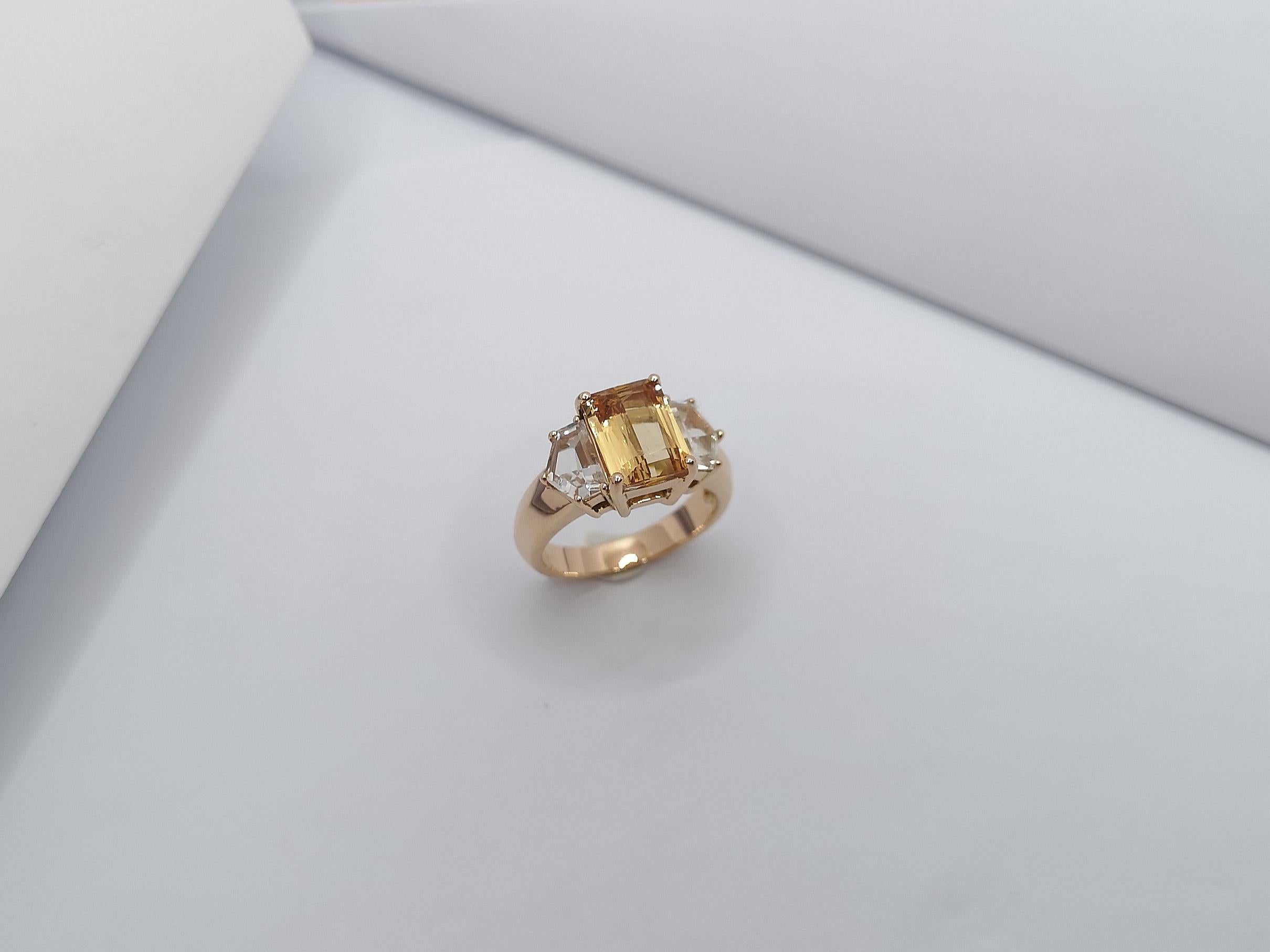 Imperial Topaz with White Sapphire Ring Set in 18 Karat Rose Gold Settings For Sale 3