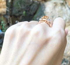 Imperial Topaz with White Sapphire Ring Set in 18 Karat Rose Gold Settings