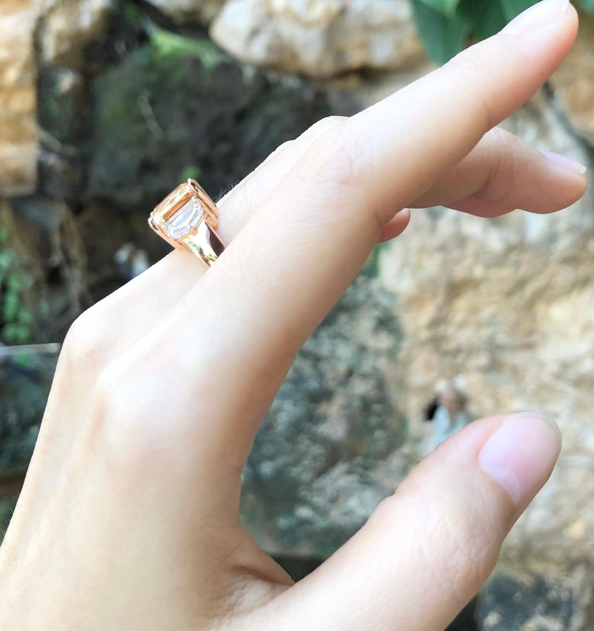 Women's Imperial Topaz with White Sapphire Ring Set in 18 Karat Rose Gold Settings For Sale