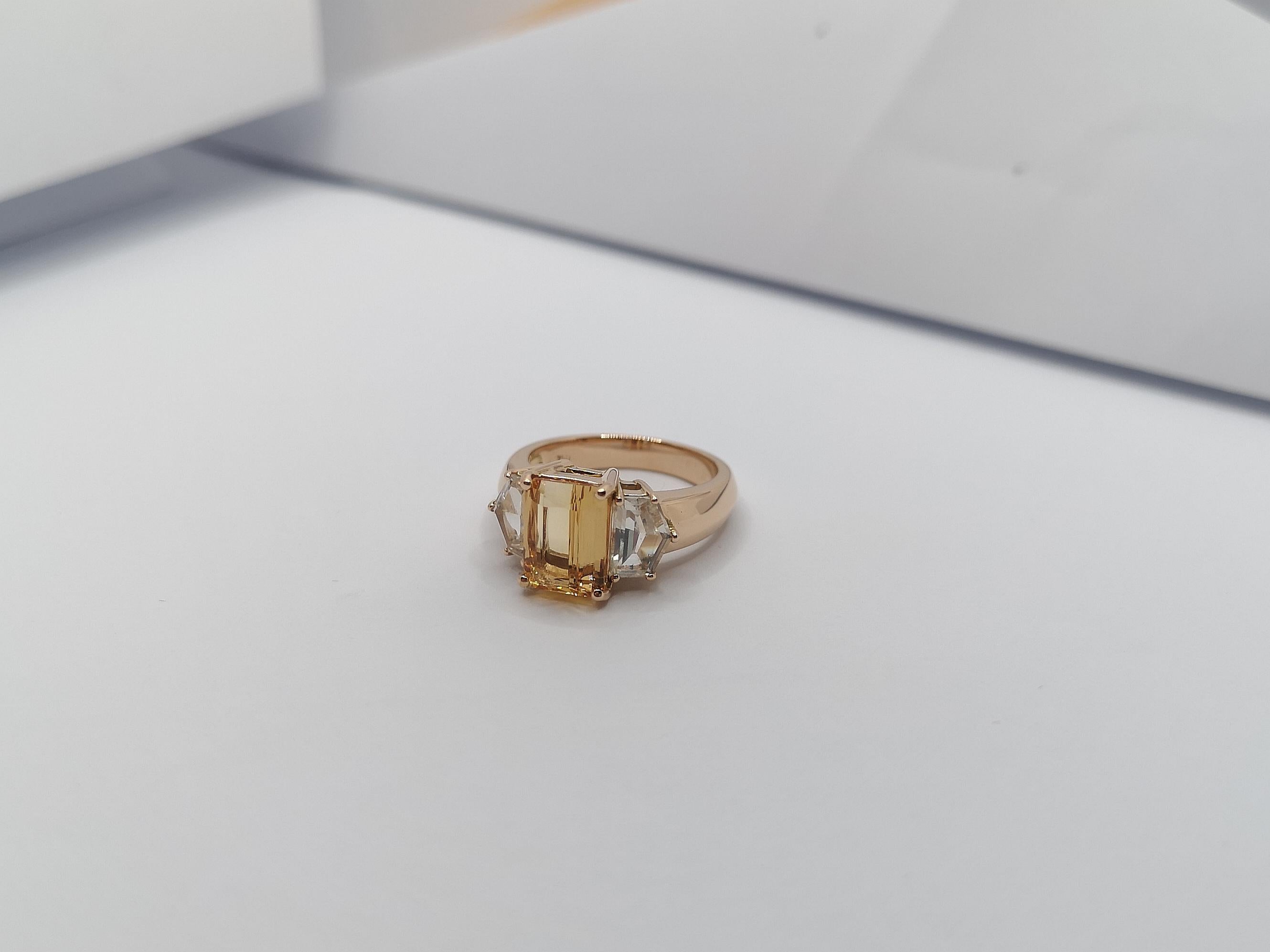 Imperial Topaz with White Sapphire Ring Set in 18 Karat Rose Gold Settings For Sale 1