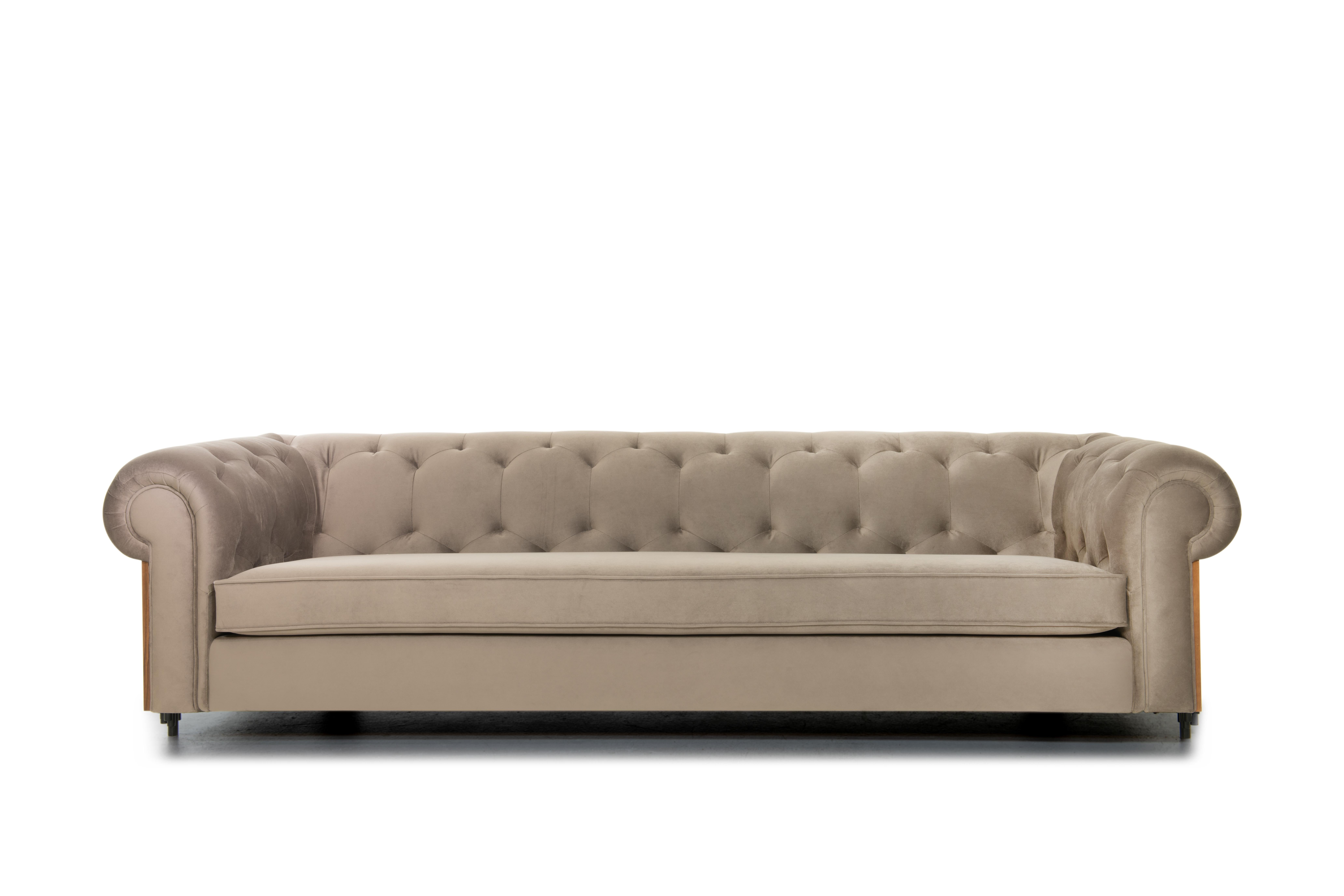 taupe tufted sofa