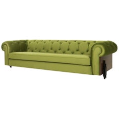 Imperial Tufted Sofa with Walnut Side and Back Detail