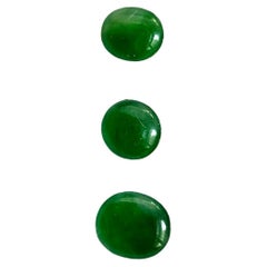 Imperial Vivid Green Burmese A-Jadeite Oval Cabochon Calibrated Jewelry Set