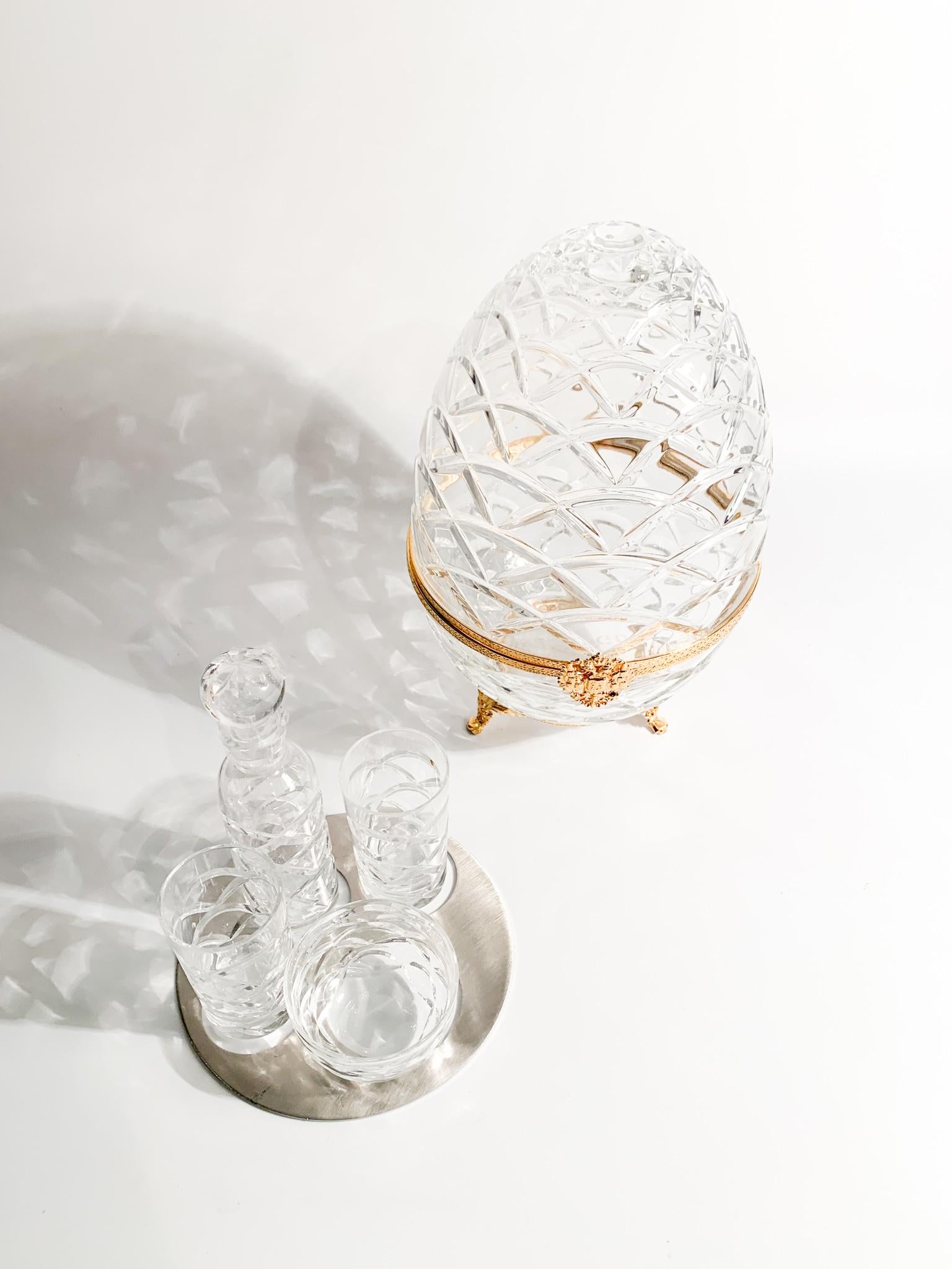 Cristal Coffret de vodka impériale et de caviar en cristal de Fabergé en vente