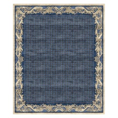 Blue Chinoiserie Traditional Hand Knotted Wool Silk Rug - Imperial Waves Lapis