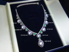 Imperial White Jadeite Cabochon and Diamond Necklace