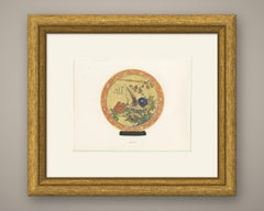 Imperial Yellow Saucer Dish with Peony Ode, Antique Color Plate, 1911