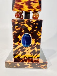 Imperio Obelisk in Tortoiseshell Inlaid with Semi-Precious Stones