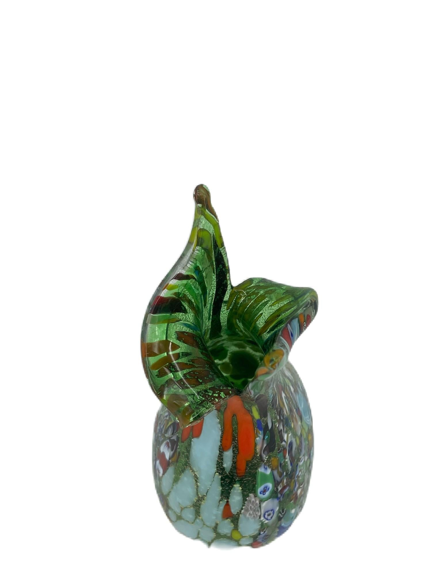 Modern Imperio Rossi Green Fantasy Murrina Cutting Jar, Murano Glass For Sale