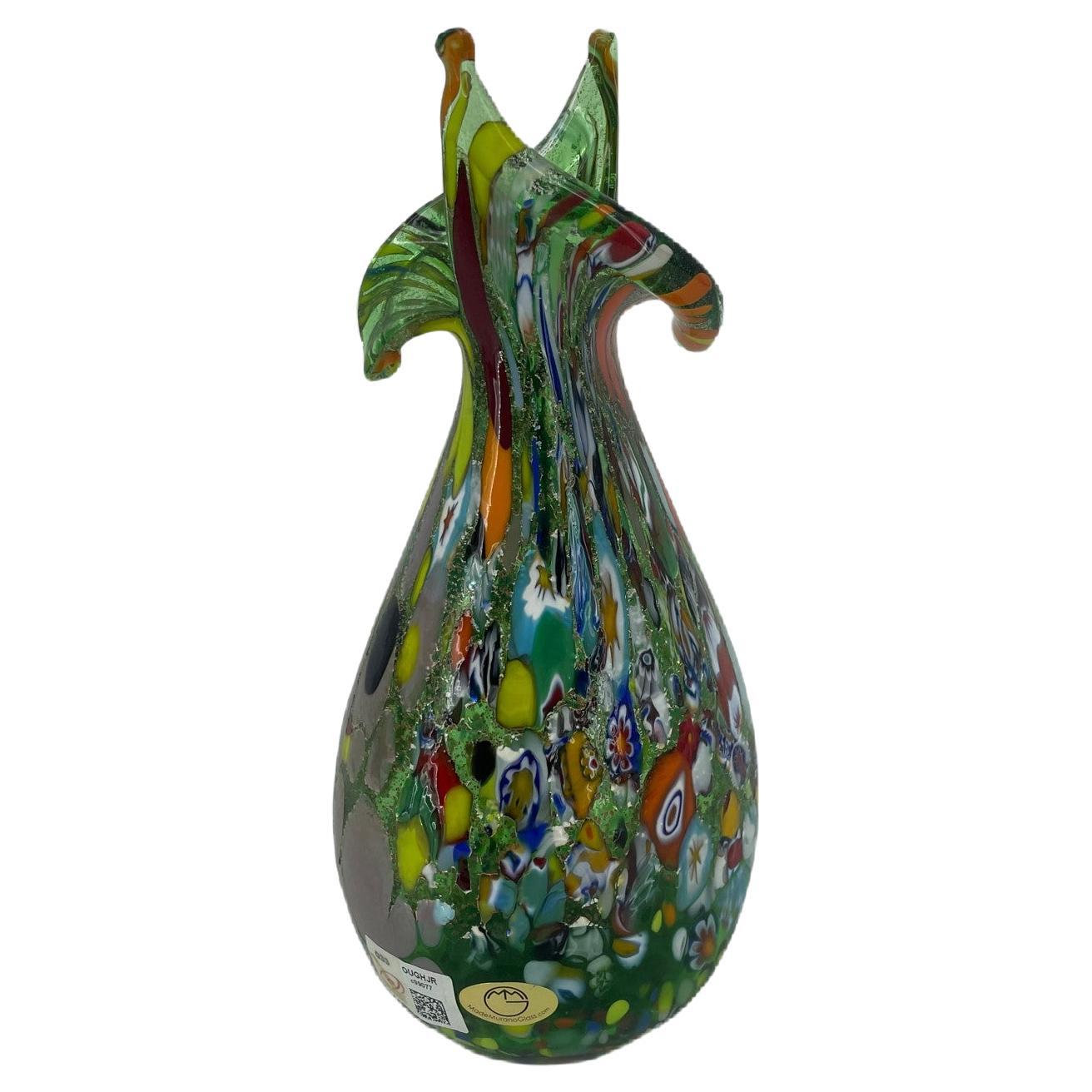 Imperio Rossi Green Fantasy Murrina Cutting Jar, Murano Glass For Sale