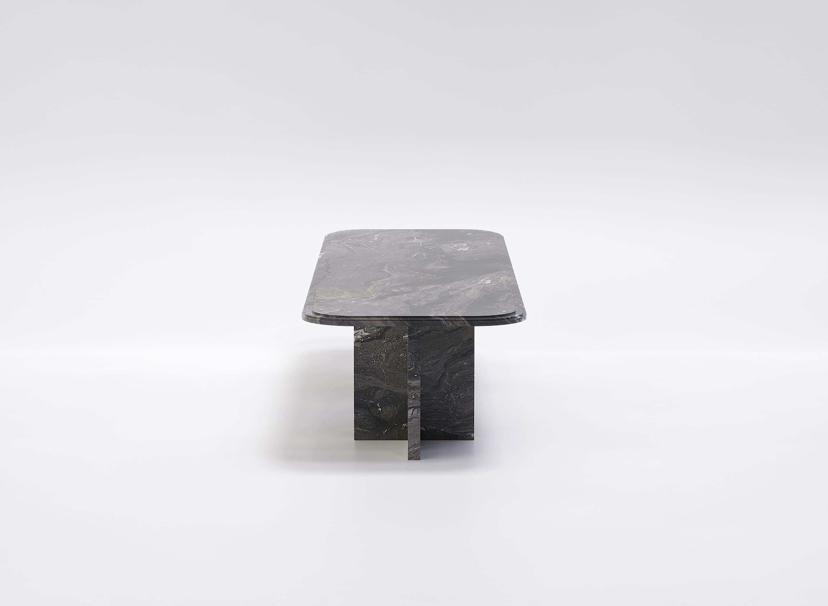 Italian Imperium — Modern Arabescato Grigio Orobico marble dining table (Large version) in vendita