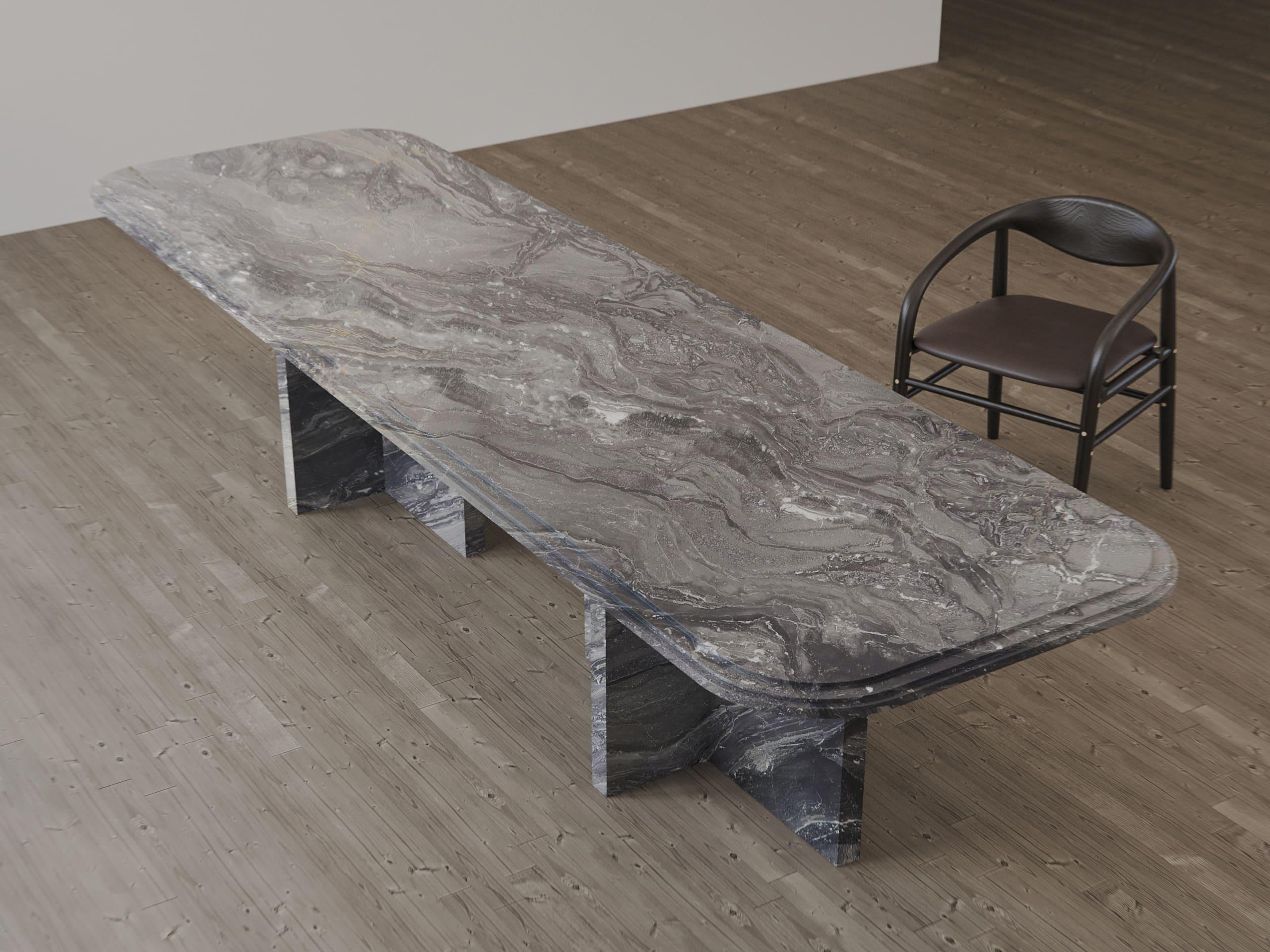 Periodo contemporaneo Imperium — Modern Arabescato Grigio Orobico marble dining table (Large version) in vendita