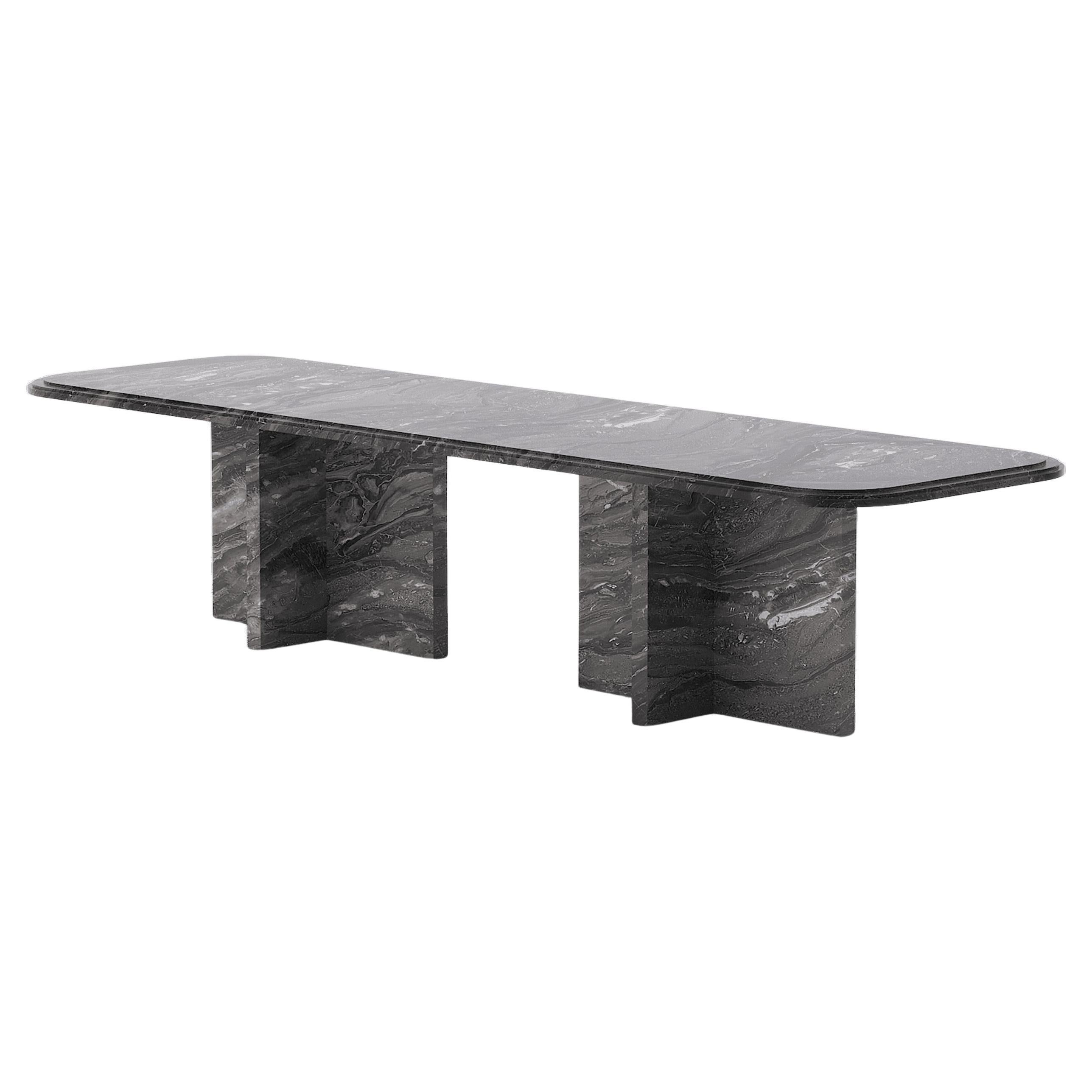 Imperium — Modern Arabescato Grigio Orobico marble dining table (Large version) in vendita