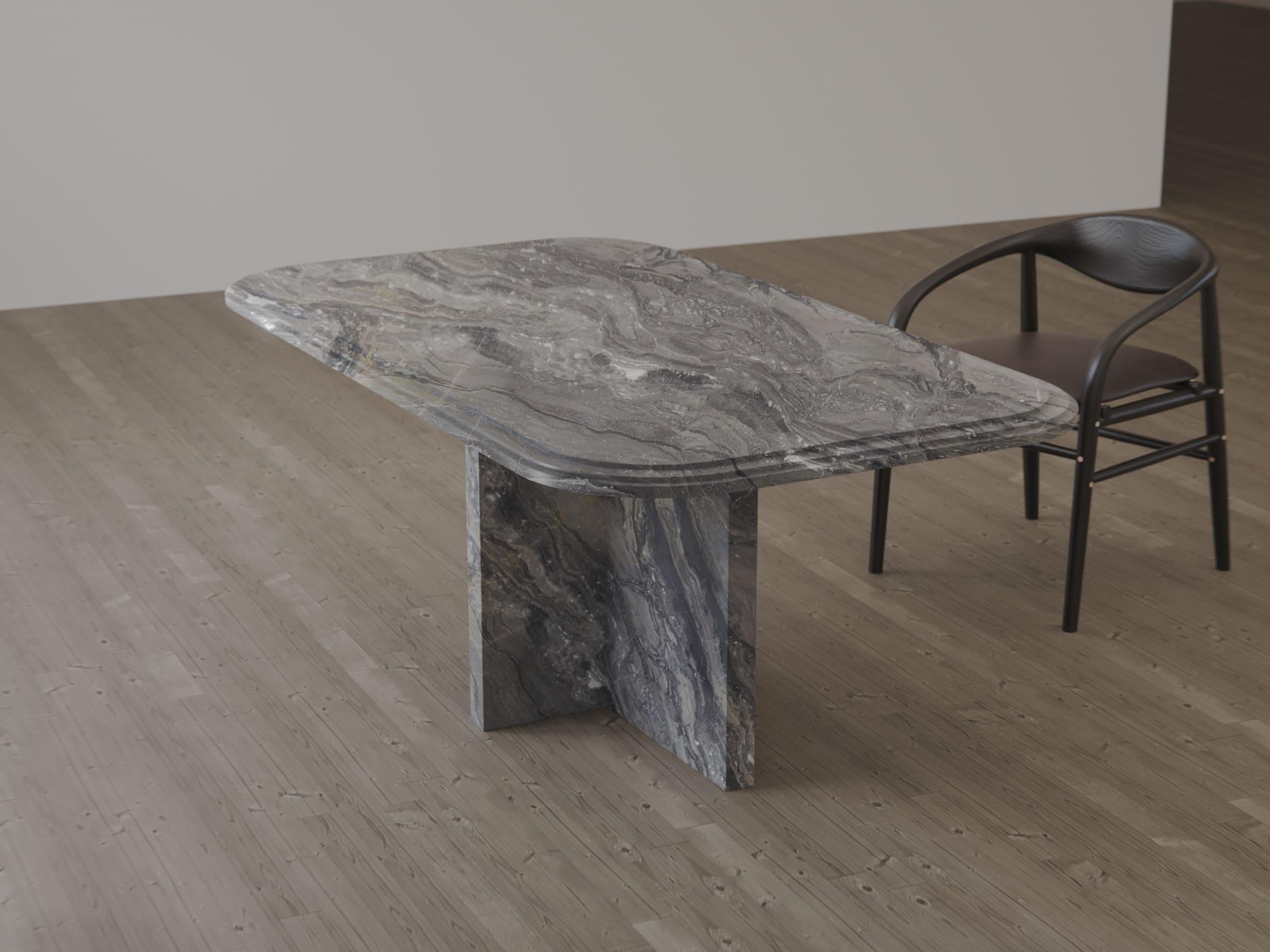 Imperium - Moderner Esstisch aus Marmor Arabescato Grigio Orobico (Kleine Version) im Angebot 1