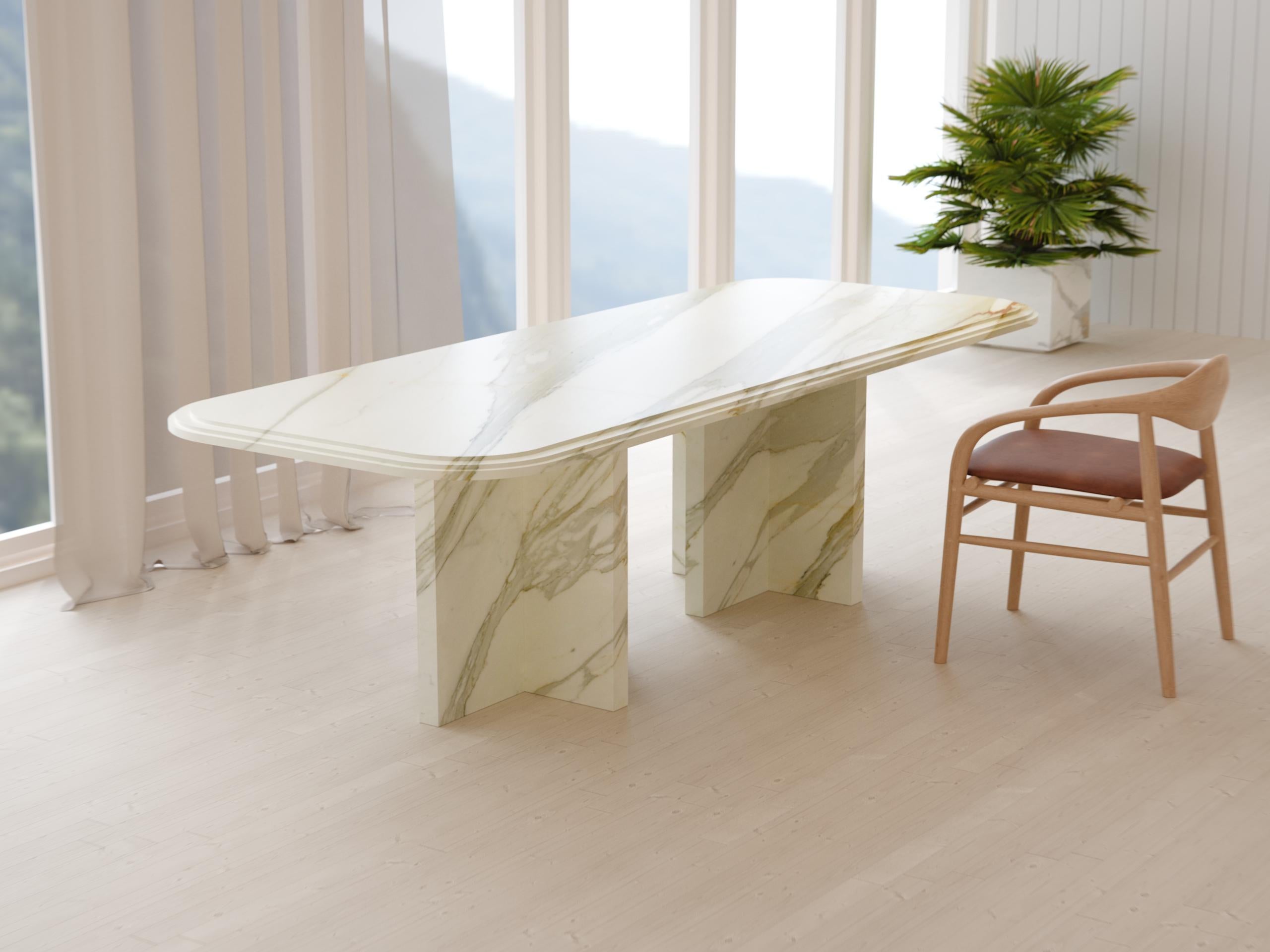 Imperium - Mesa de comedor moderna de mármol Calacatta Gold (Versión mediana) Contemporáneo en venta