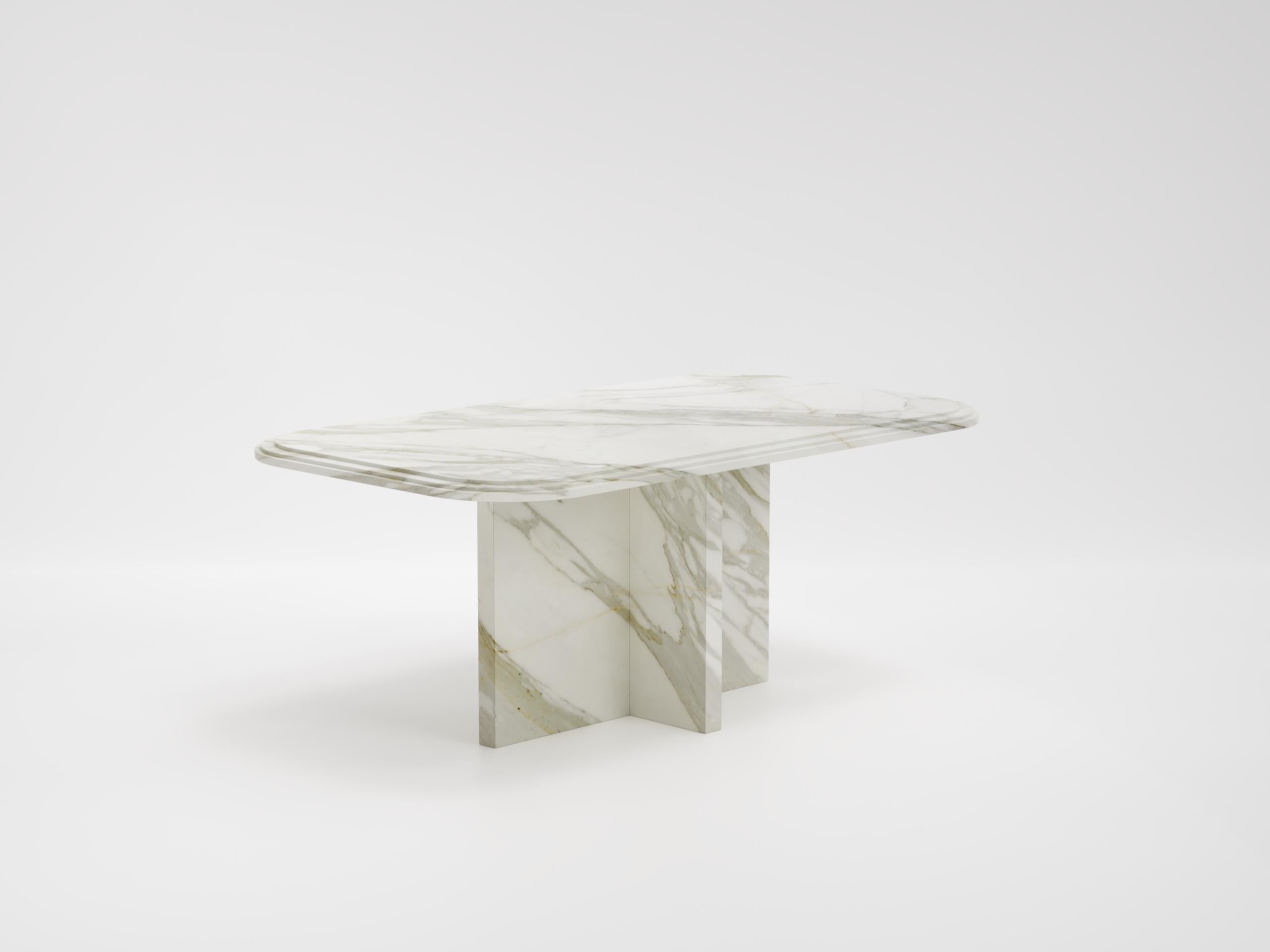 Imperium - Mesa de comedor moderna de mármol Calacatta Gold (Versión pequeña) Moderno en venta