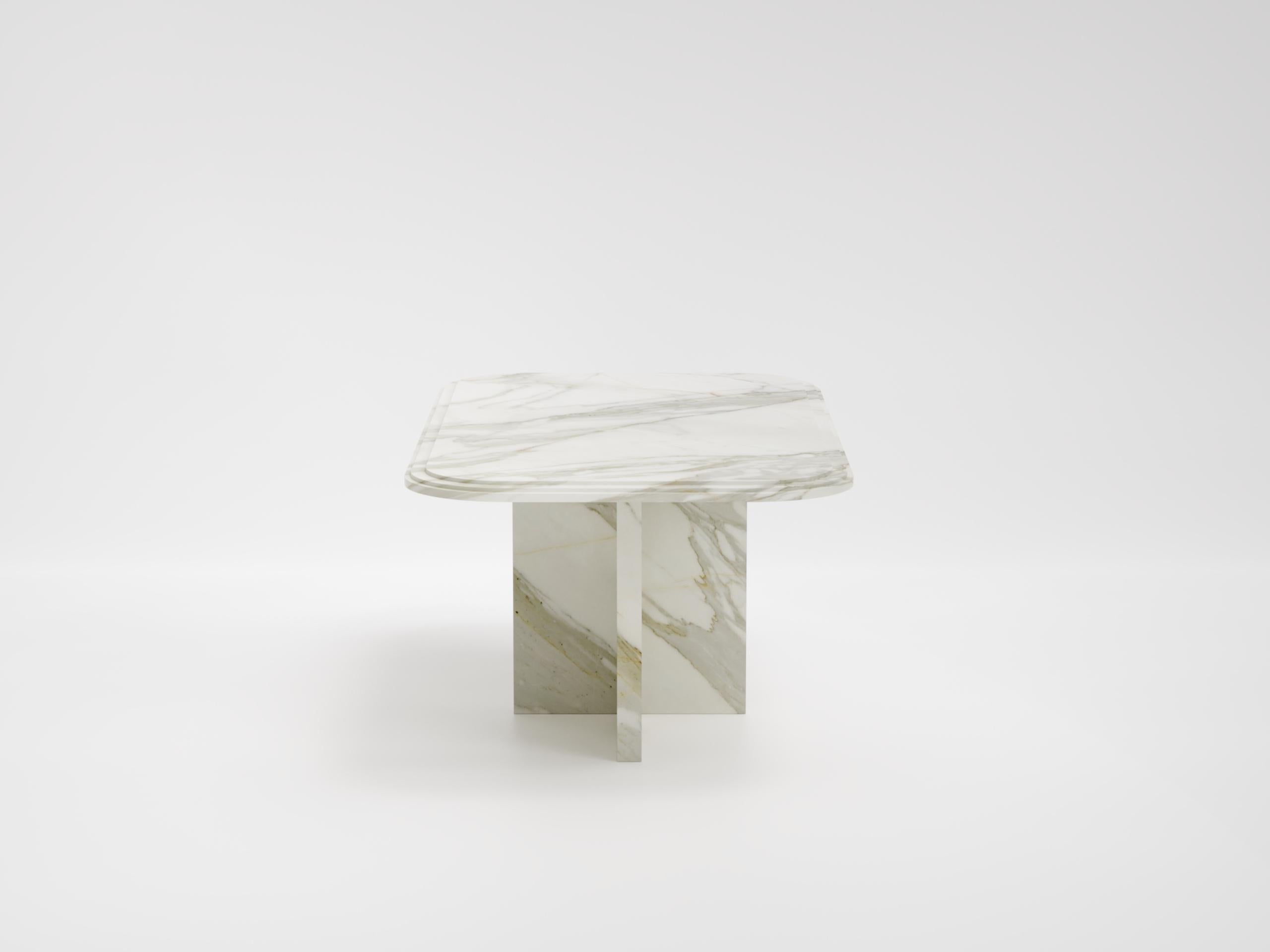 Imperium - Mesa de comedor moderna de mármol Calacatta Gold (Versión pequeña) Italian en venta