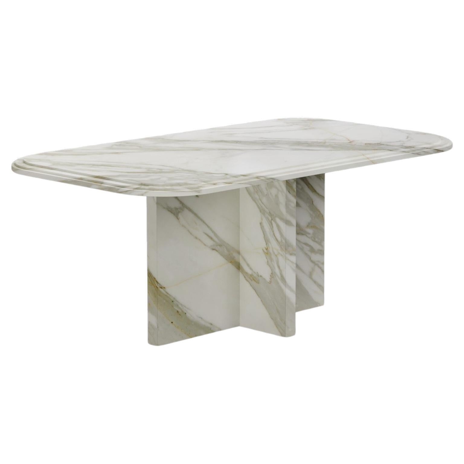 Imperium - Mesa de comedor moderna de mármol Calacatta Gold (Versión pequeña) en venta