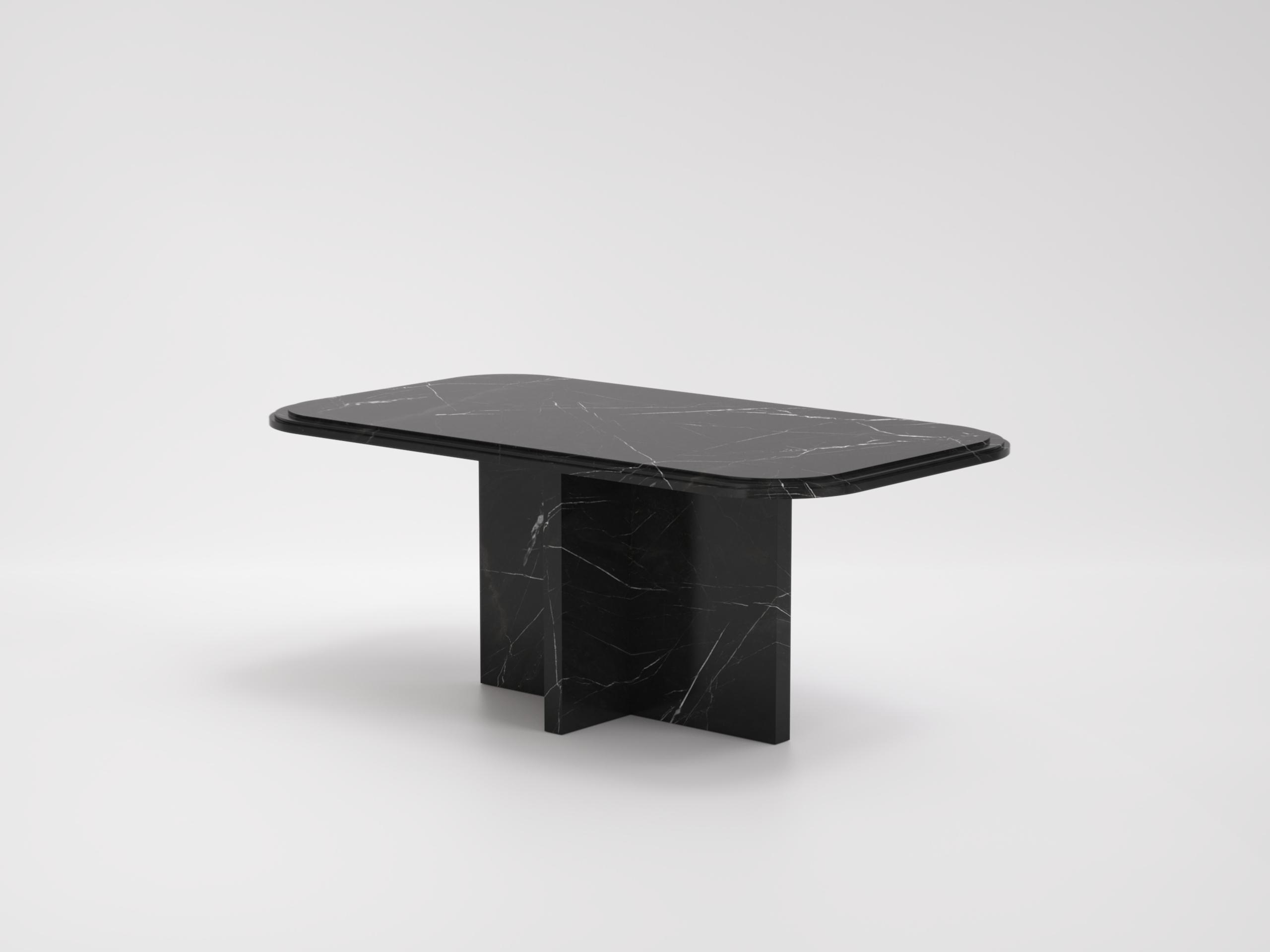 Imperium - Modern Marquina Schwarzer Marmor Esstisch (Kleine Version) (Moderne) im Angebot