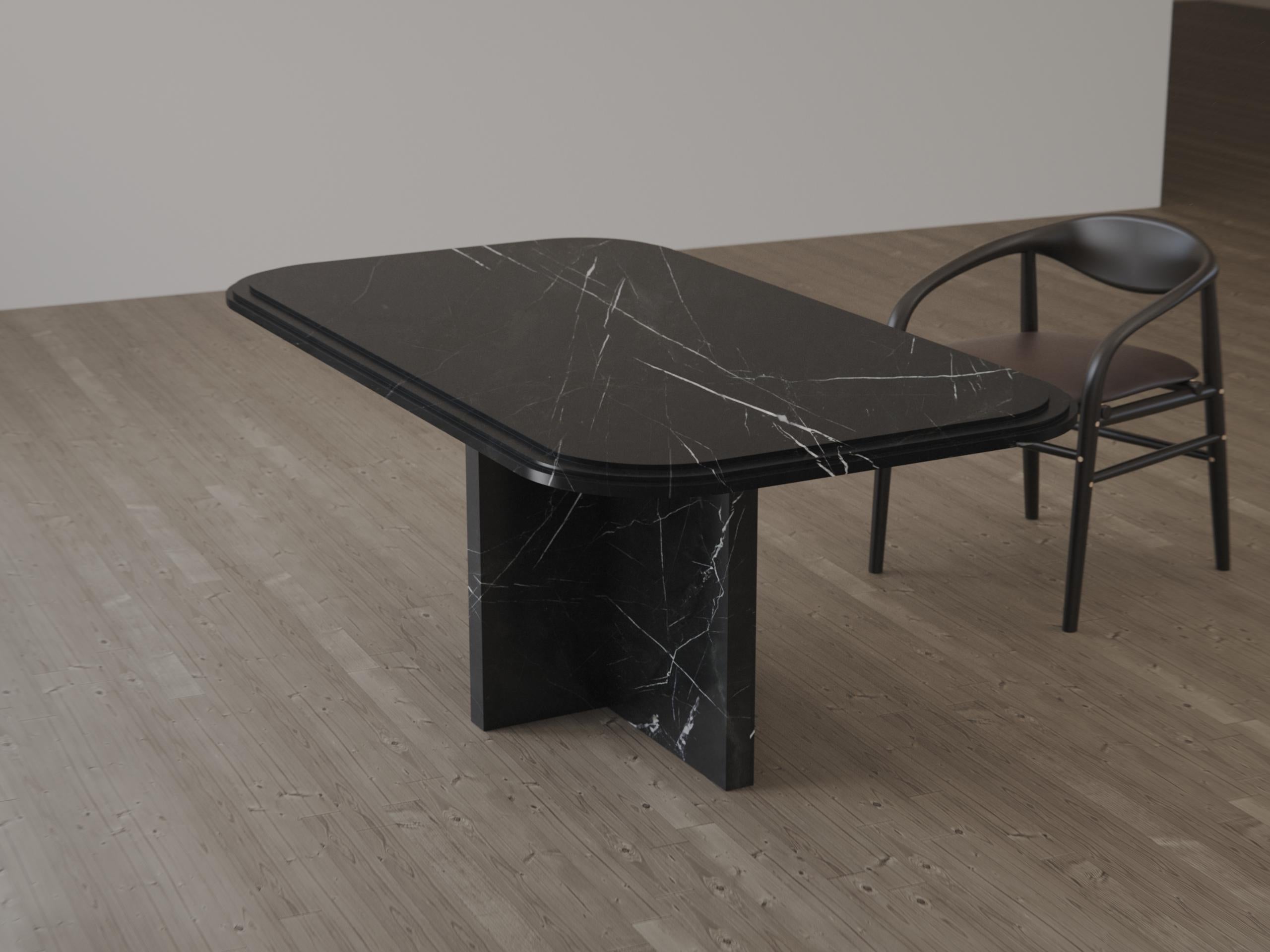 Imperium - Modern Marquina Schwarzer Marmor Esstisch (Kleine Version) (Zeitgenössisch) im Angebot