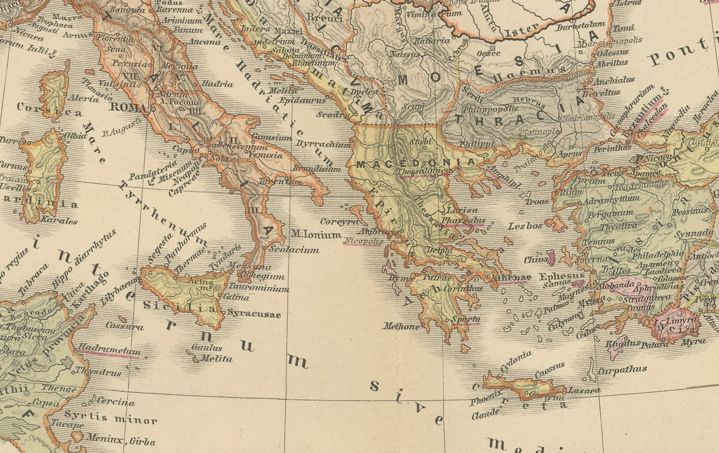 Imperium Romanum : Une carte détaillée de l'Empire romain dans son Zenith, 1880 Bon état - En vente à Langweer, NL
