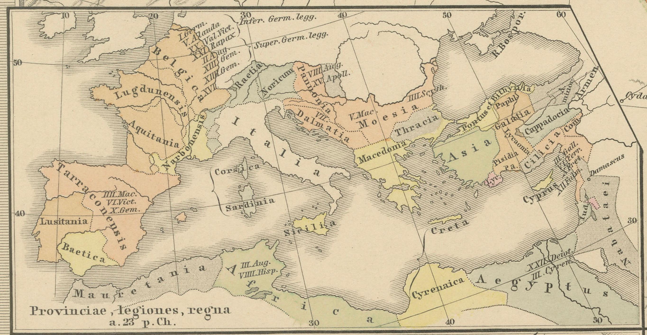 Fin du XIXe siècle Imperium Romanum : Une carte détaillée de l'Empire romain dans son Zenith, 1880 en vente