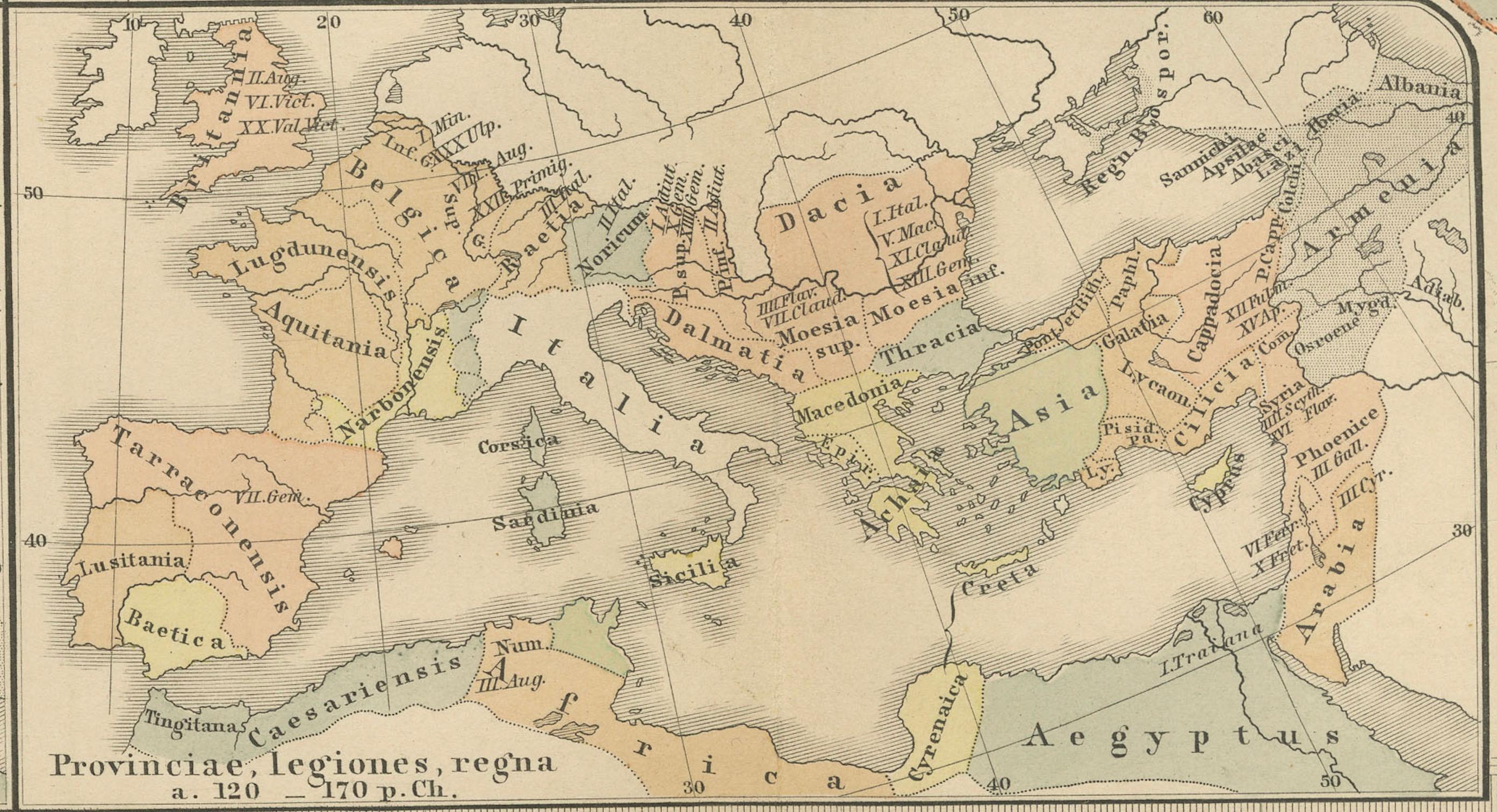 Imperium Romanum: Eine detaillierte Karte des Römischen Reiches in seinem Zenith, 1880 im Angebot 1