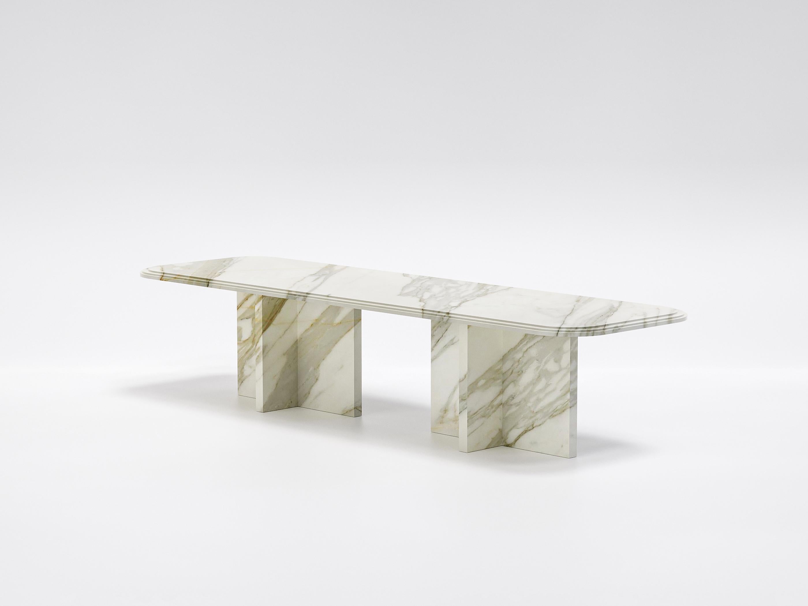Italian Imperium - Table de salle à manger moderne en marbre Calacatta Gold en vente