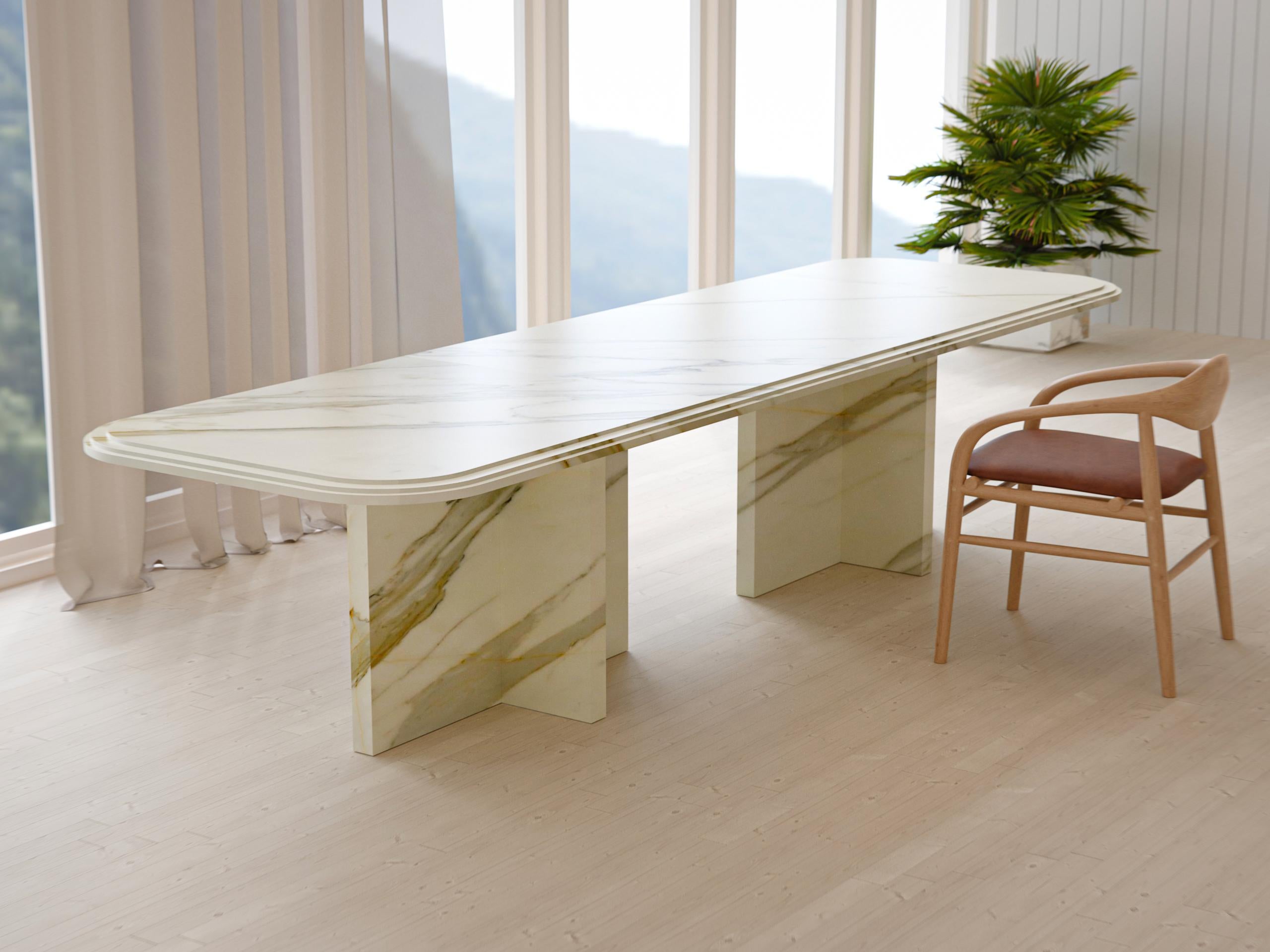 Contemporain Imperium - Table de salle à manger moderne en marbre Calacatta Gold en vente