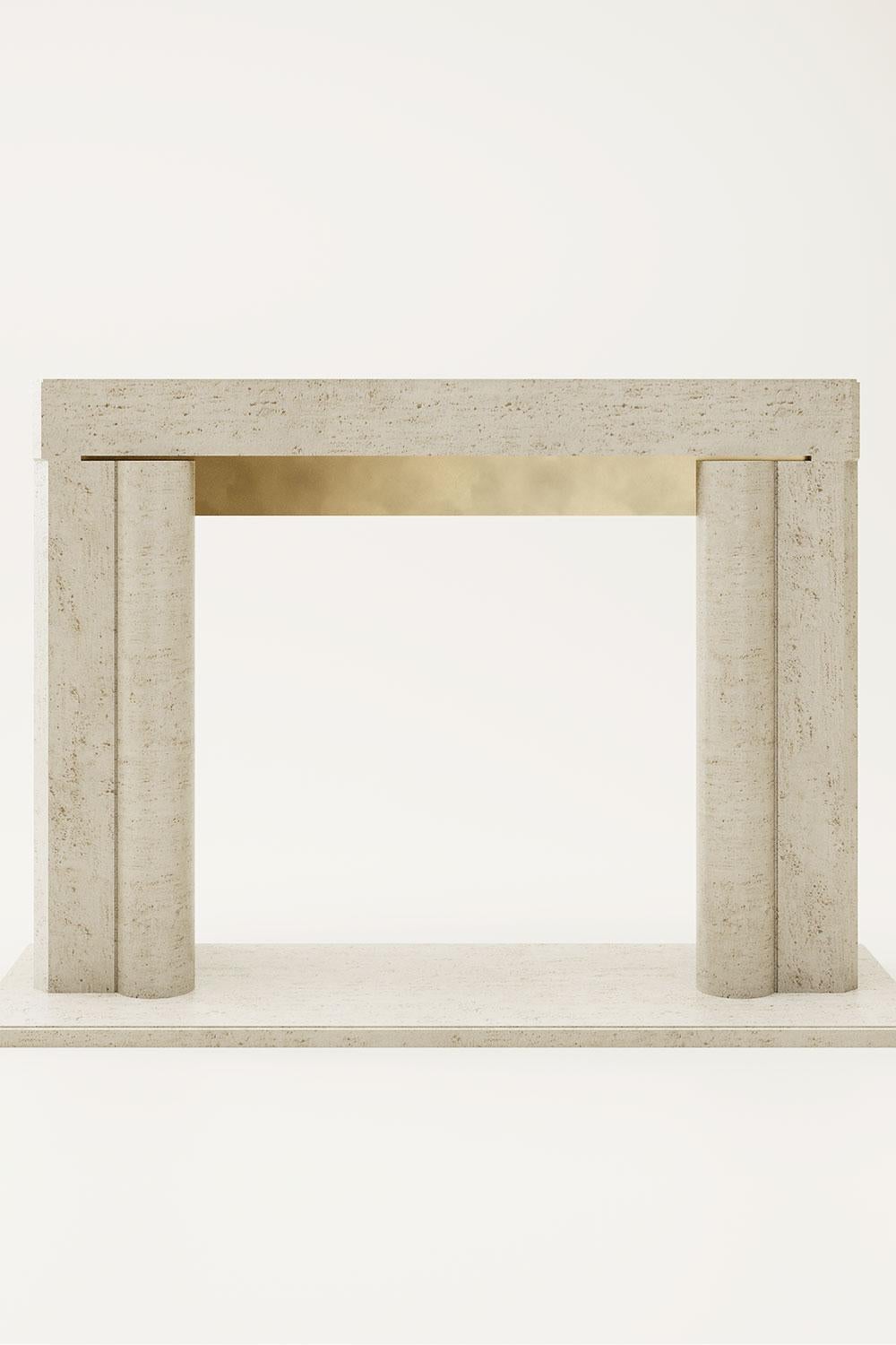 Impero Fireplace by Andrea Bonini
Limited Edition
Dimensions: D 51 x W 100 x H 130 cm.
Materials: Travertine marble and Natural brushed brass.

Made in Italy. Limited series, numbered and signed pieces. Custom size or finish on request. Also