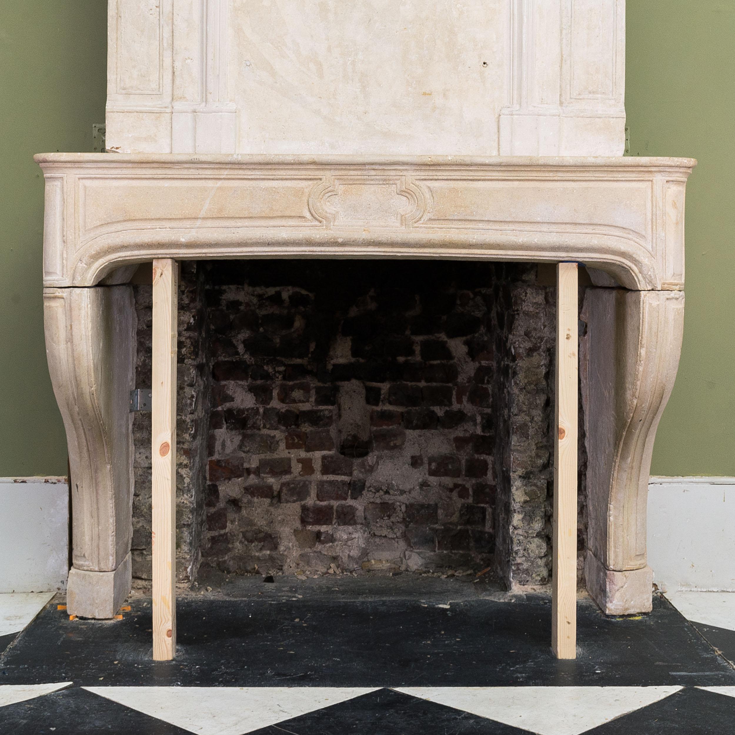 French Impessive Louis XVI Limestone Chimneypiece For Sale