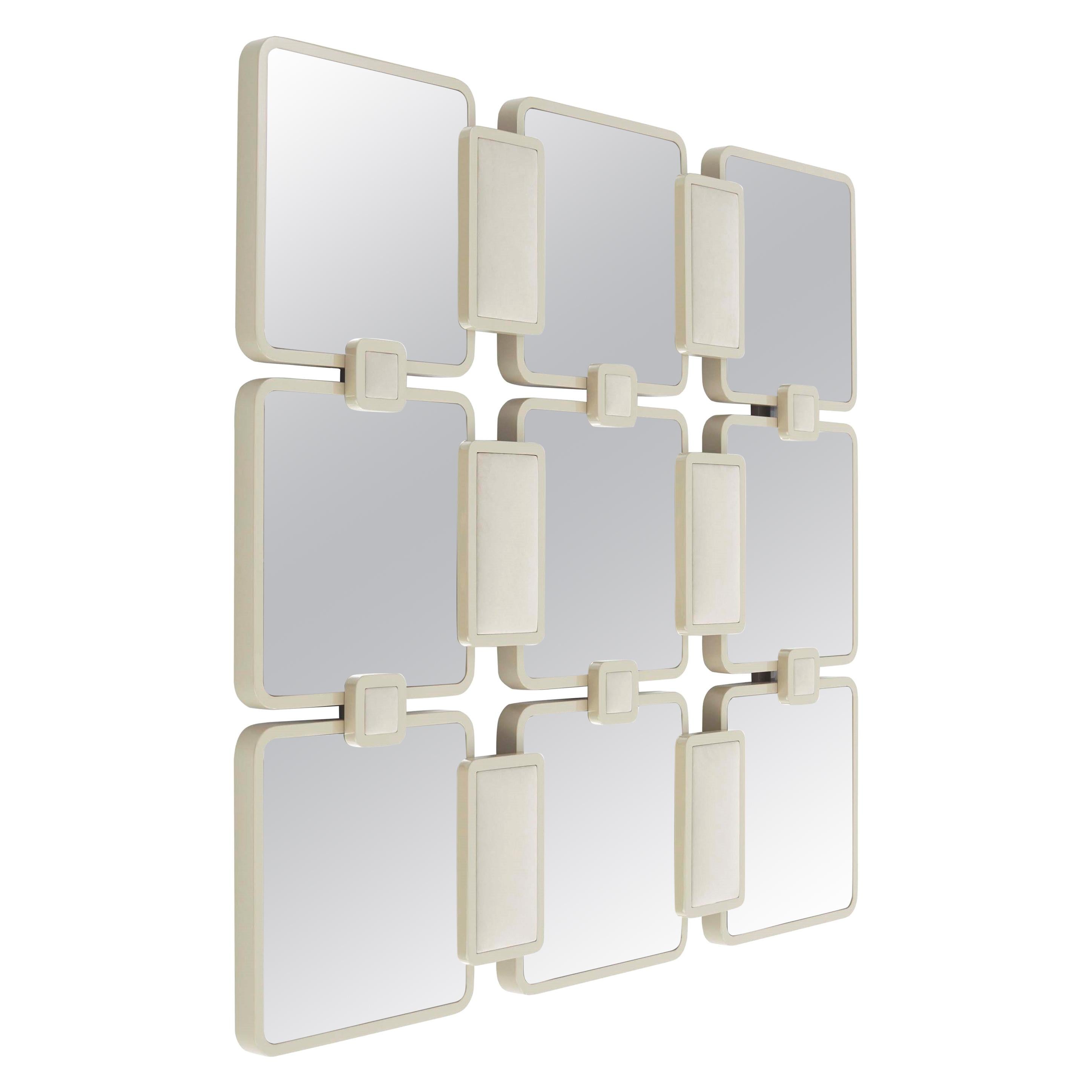 IMPETO II mirror with lacquered frame and Upholstered Panels For Sale