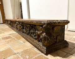 Imposing Baroque Predella in Gilded Wood 17th Century Shelf