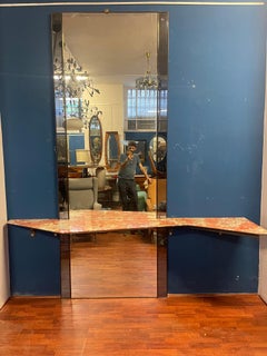 Imponente Specchiera con Grande Console in Marmo Rosso - Italia - Anni '60