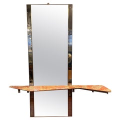 Imponente Specchiera con Grande Console in Marmo Rosso - Italia - Anni '60