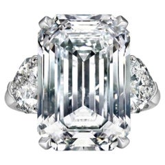 Wichtiger 10 Karat Smaragdschliff Diamant Platin Ring