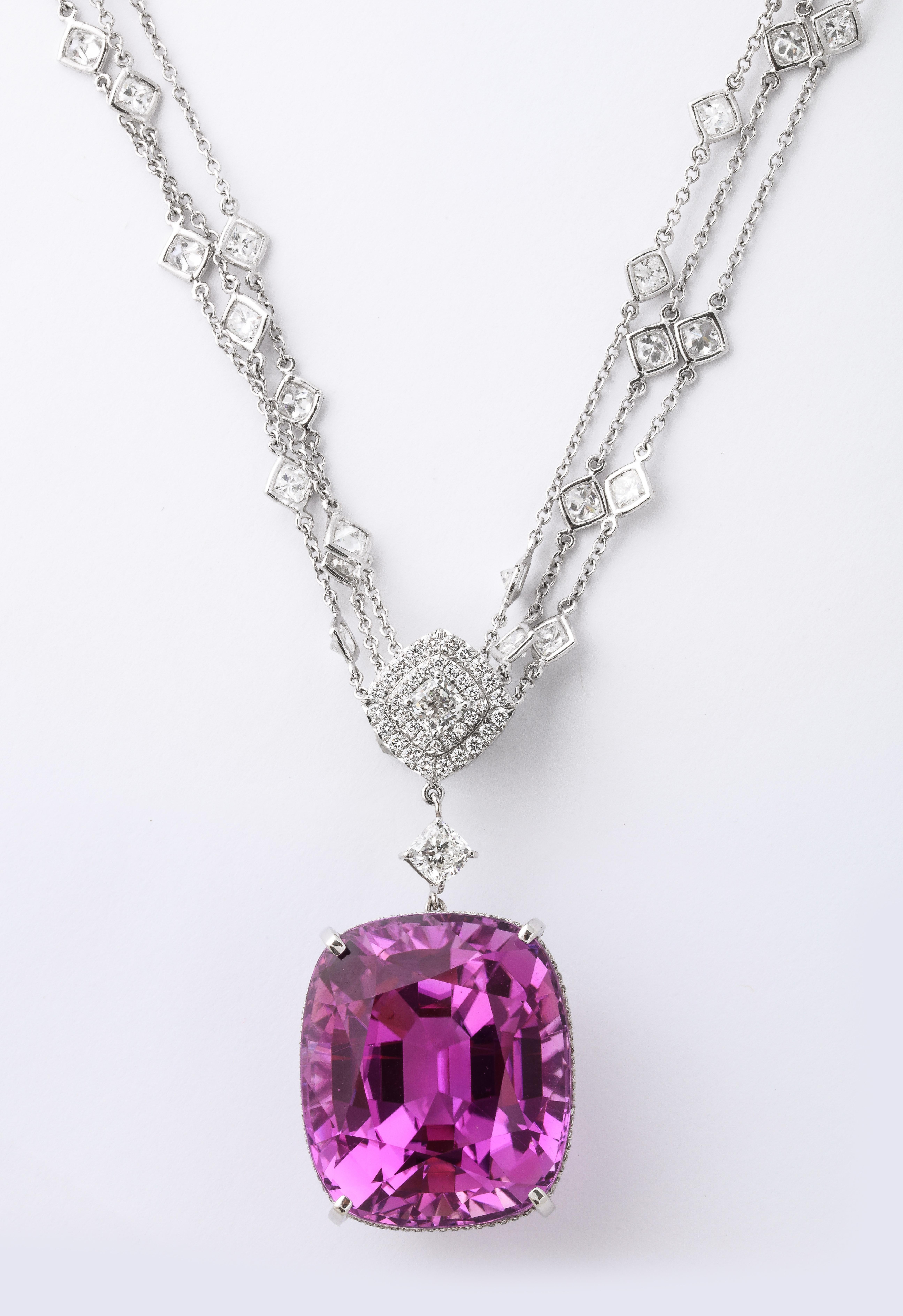 Women's or Men's Important 100 Carat Kunzite Diamond Necklace