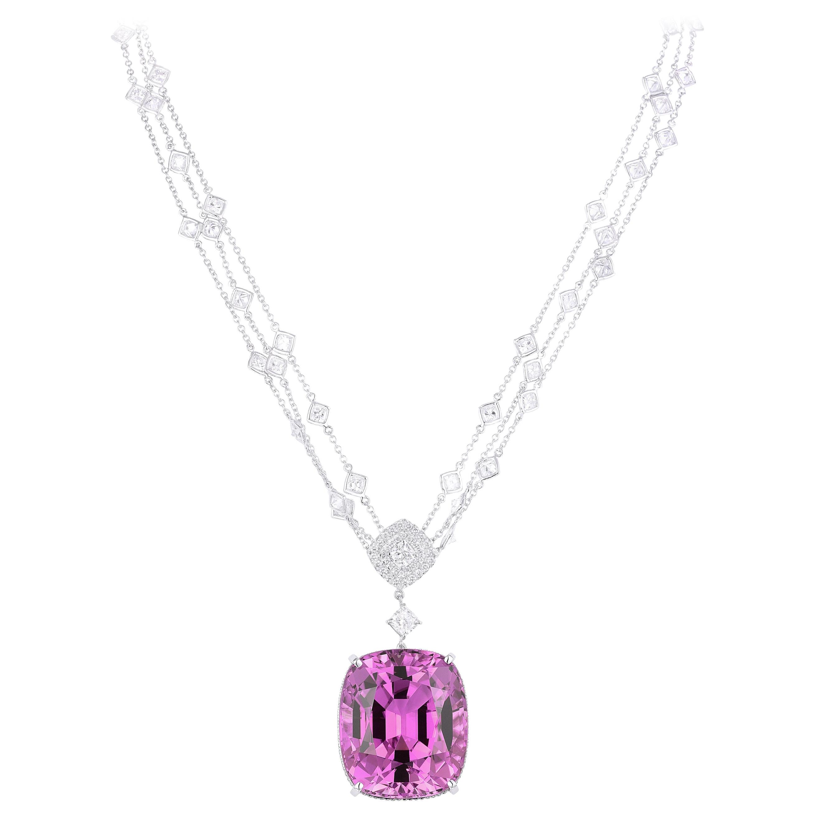 Important 100 Carat Kunzite Diamond Necklace