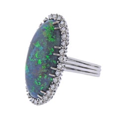 Important 10.25 Carat Black Opal Diamond Gold Ring