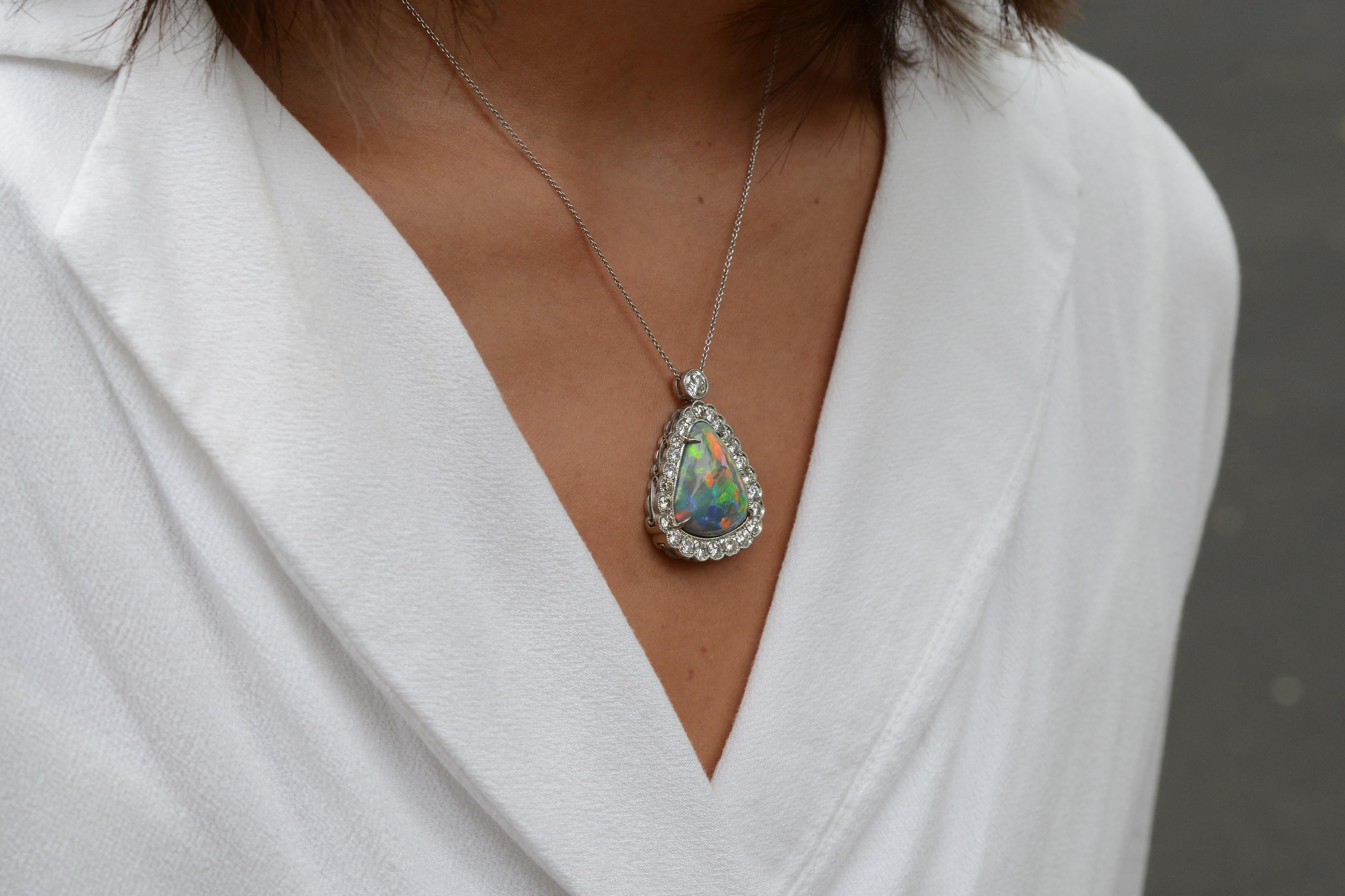 lightning ridge black opal pendant