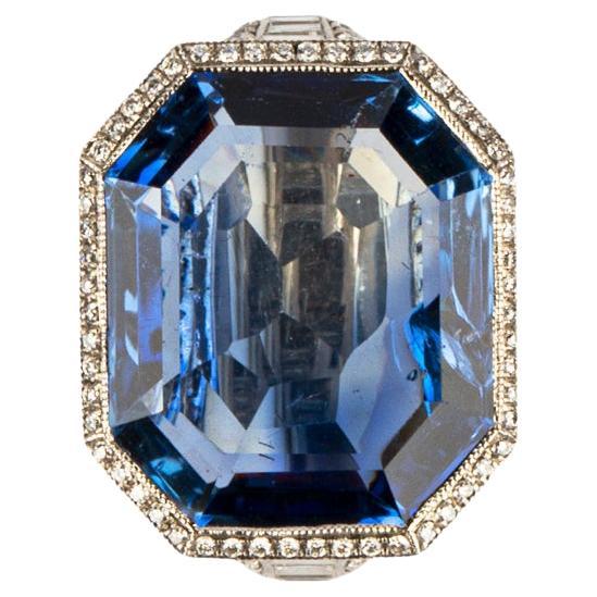 Important 15.53ct Burmese Sapphire and White Gold Ring For Sale
